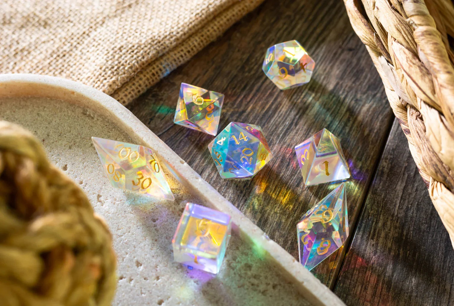 Dichroic Glass Dice - Dichroic Glass Dice Shimmering Colors for Epic Rolls