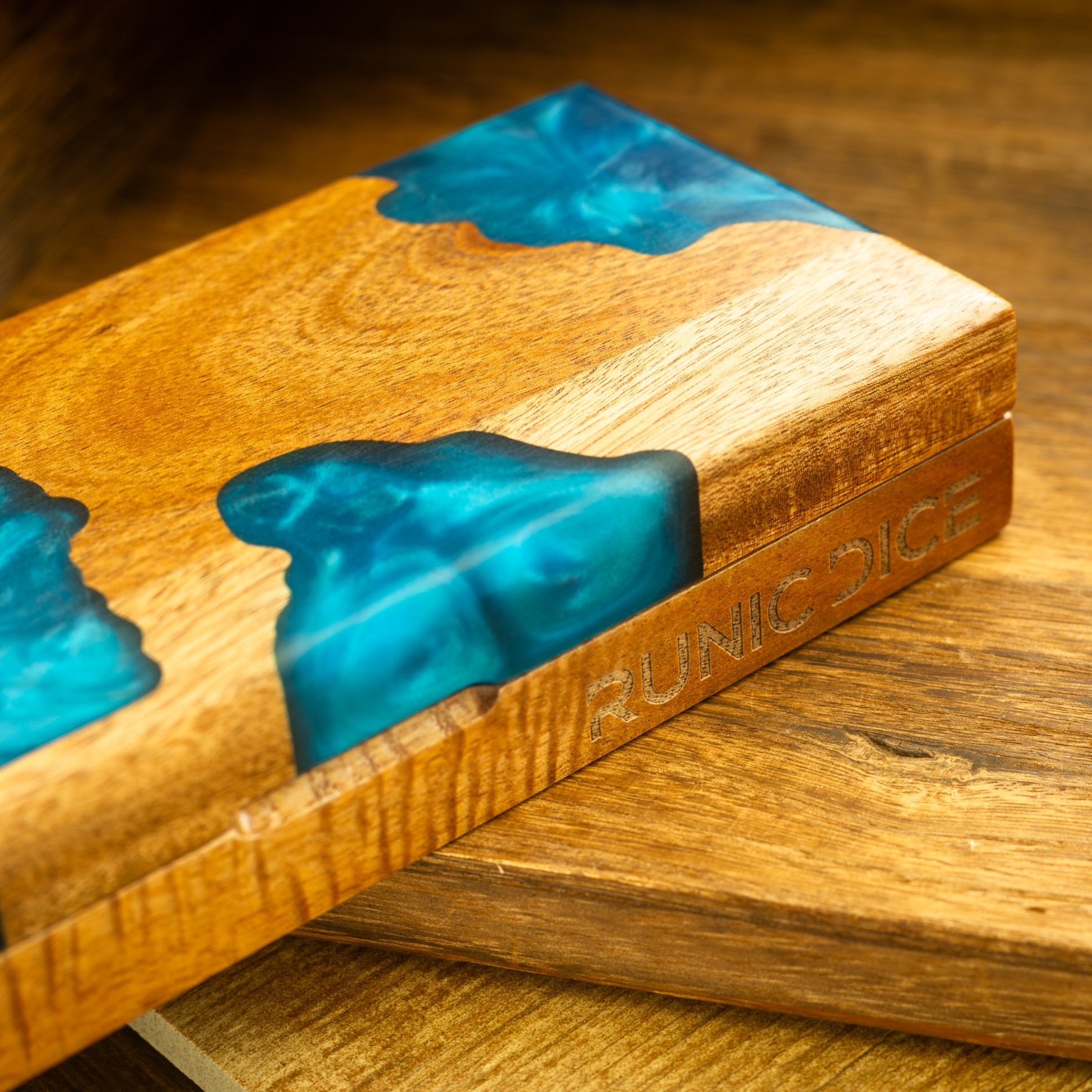 Azure River DnD Wooden Dice Storage Box