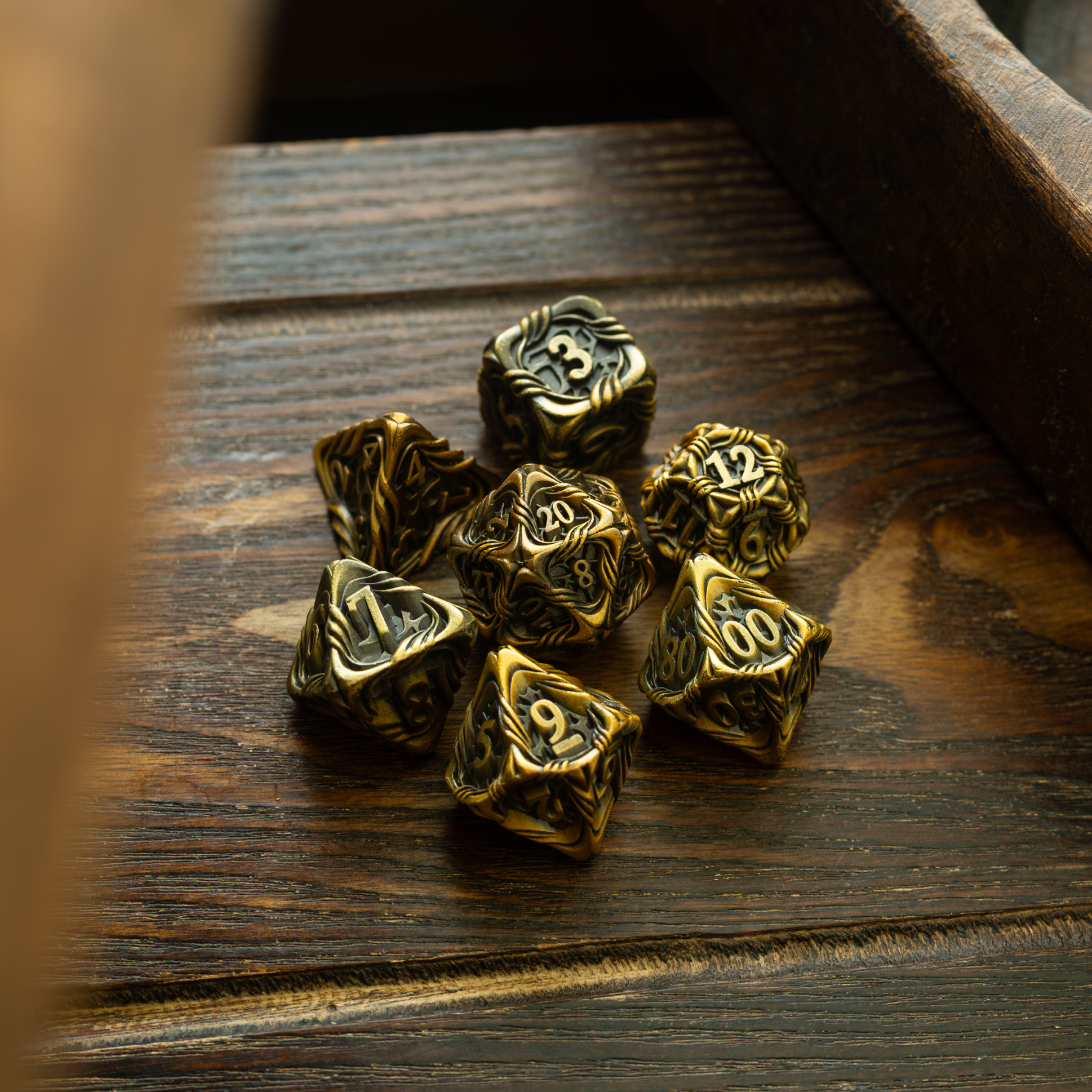 Briarbound Bronze Hollow Metal DND Dice Set