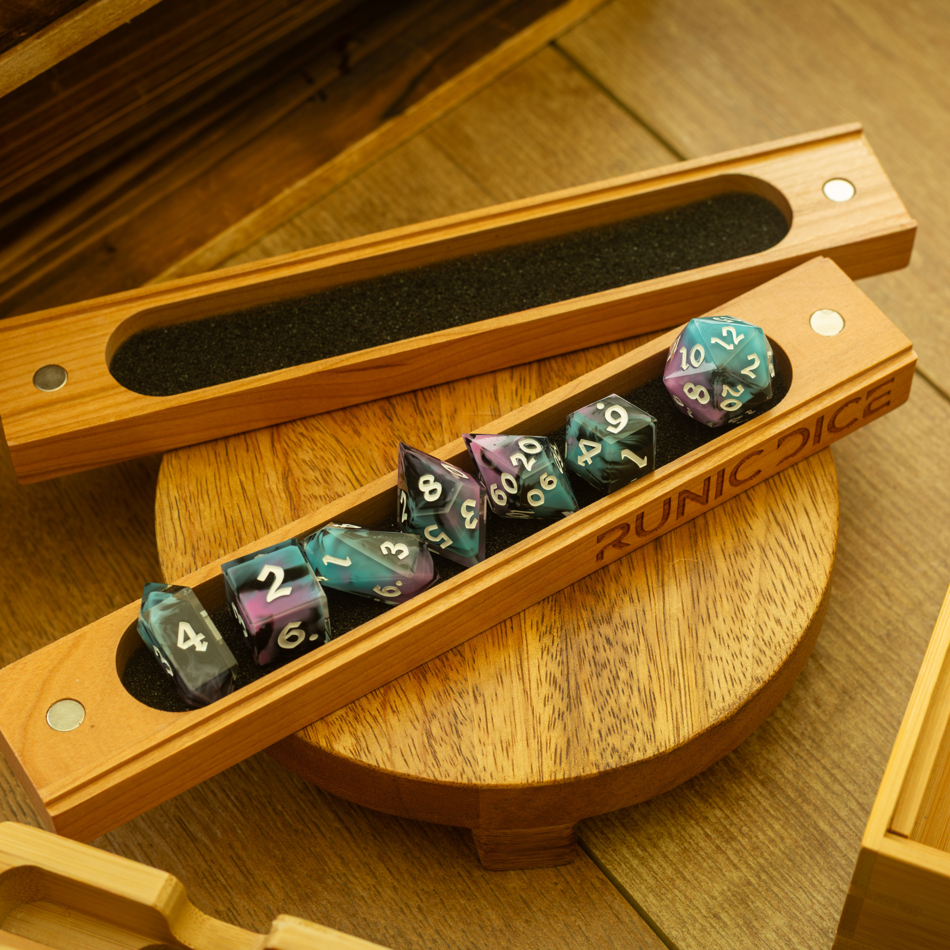 Cherry Wood DnD Dice Storage Box