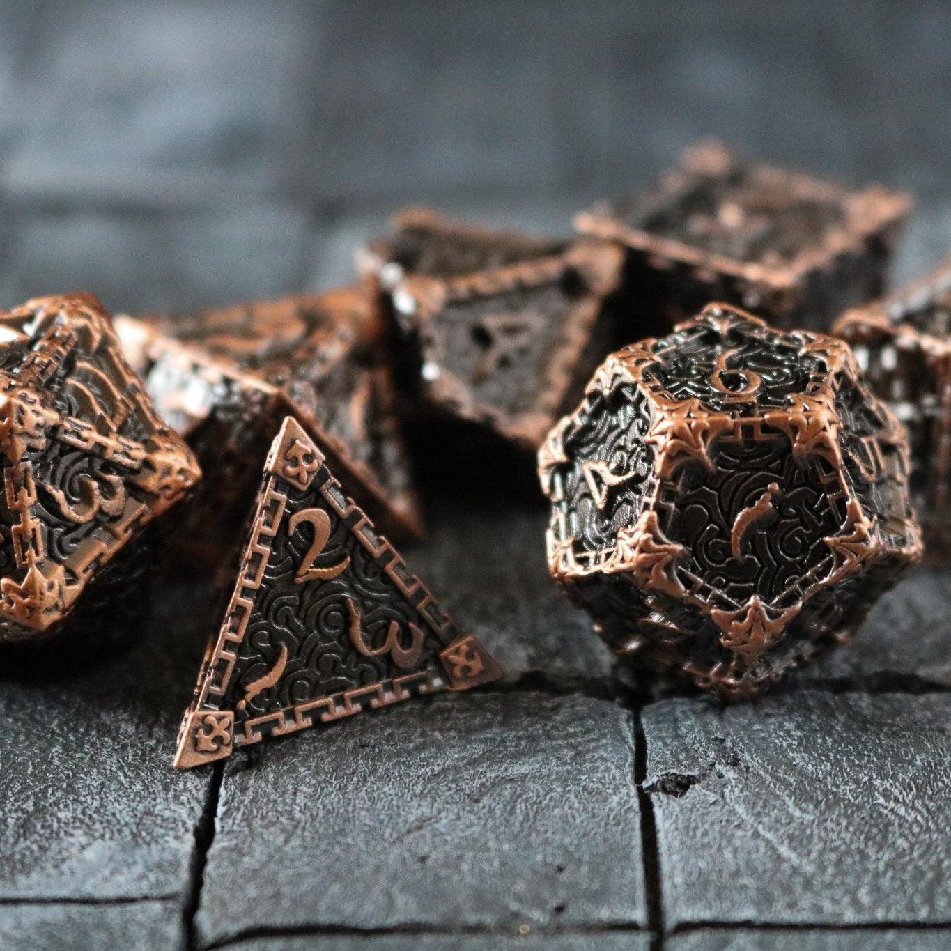 Dagger Copper Metal DND Dice Set