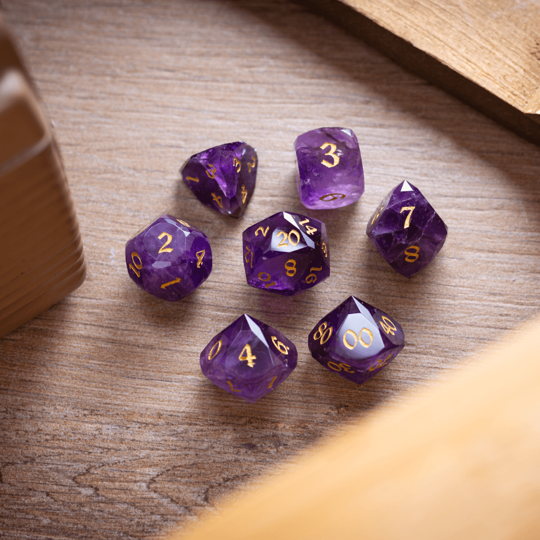 Master Your RPG Adventures with Dwarf Cut Amethyst DND Dice