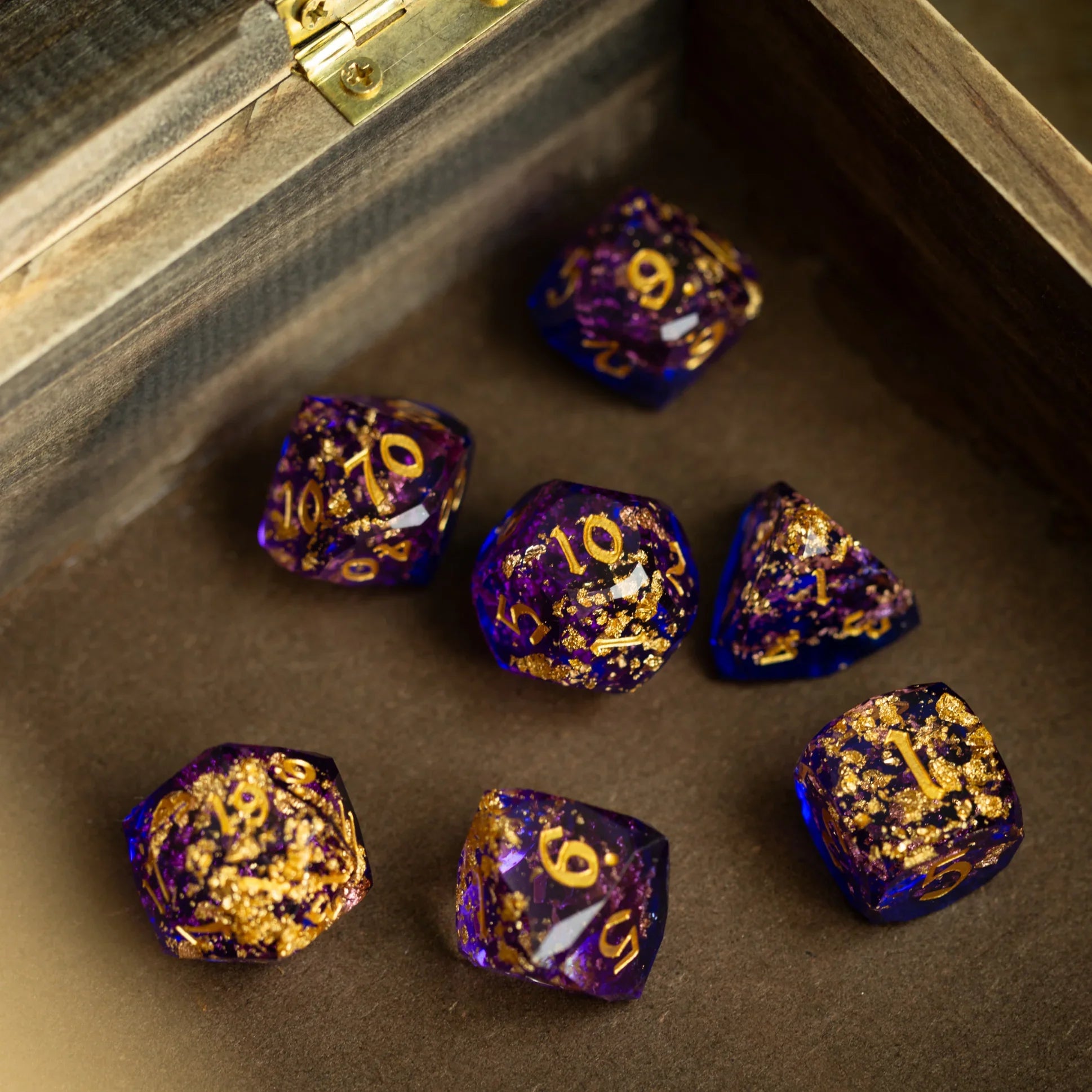 Dwarf Cut Arcane Nebula Handmade Resin DND Dice Set