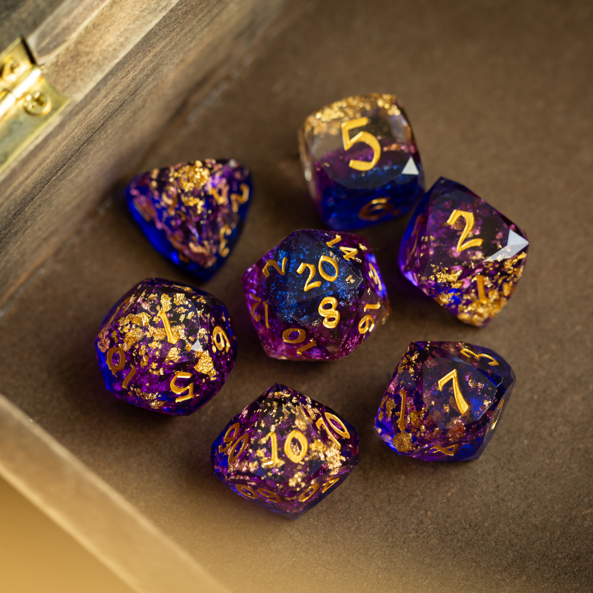 Dwarf Cut Arcane Nebula Handmade Resin DND Dice Set