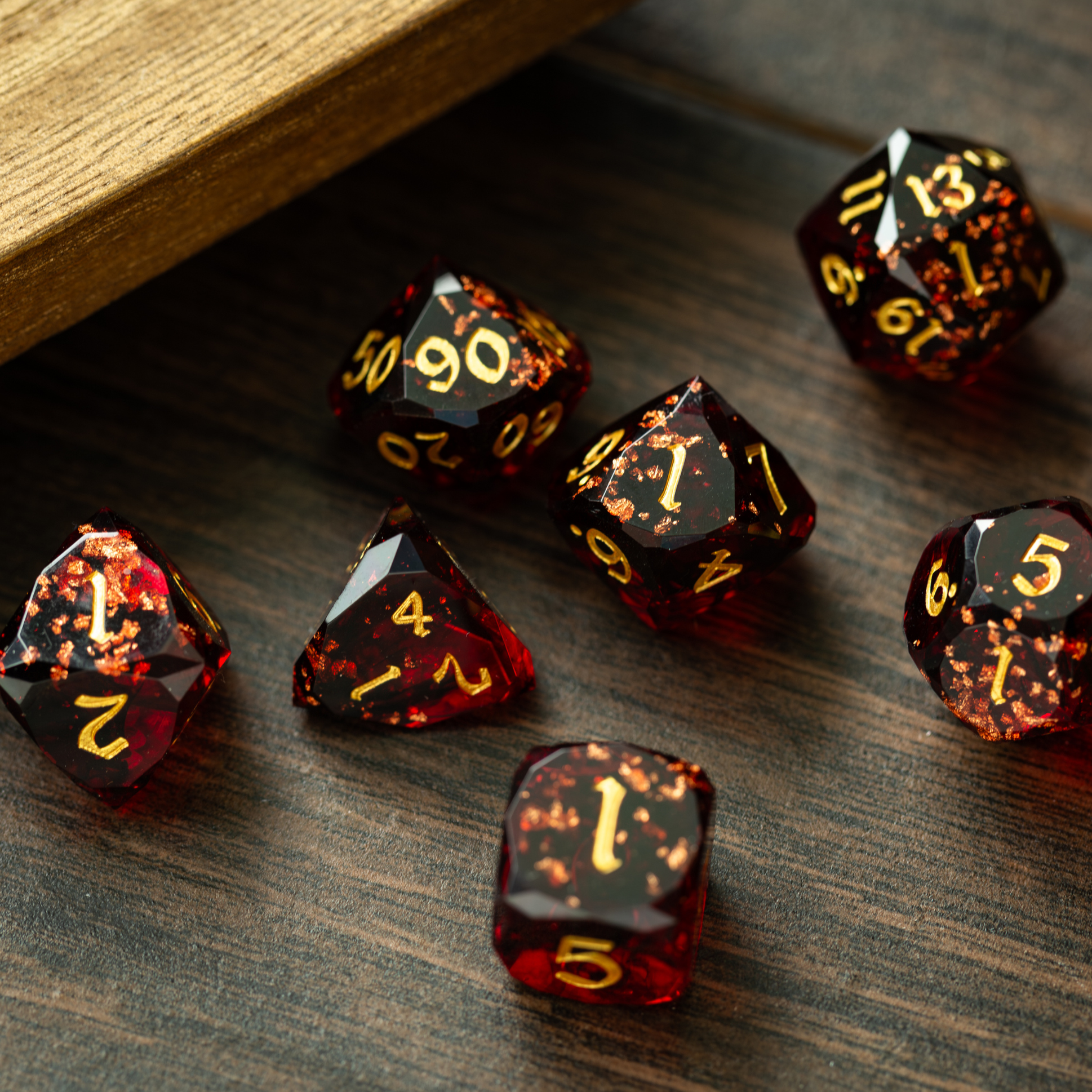 Dwarf Cut Dragonfire Handmade Resin DND Dice Set