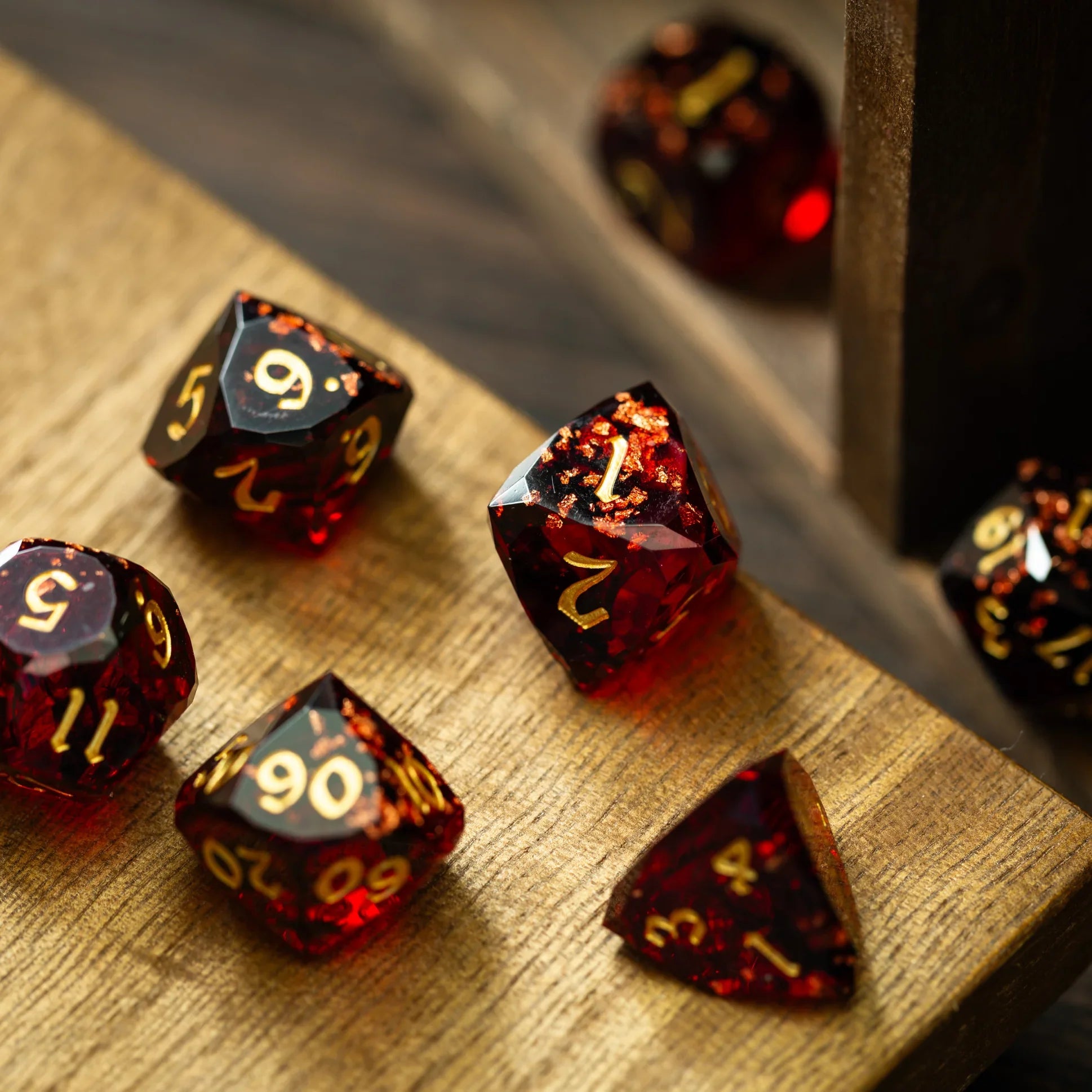Dwarf Cut Dragonfire Handmade Resin DND Dice Set