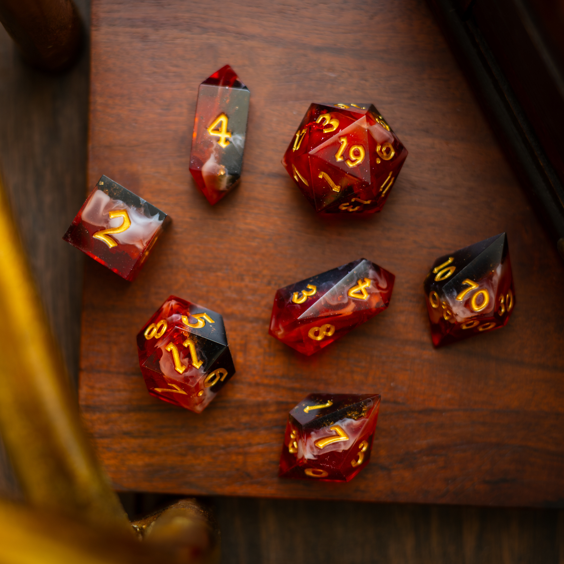 Emberflare Handmade Resin DND Dice Set