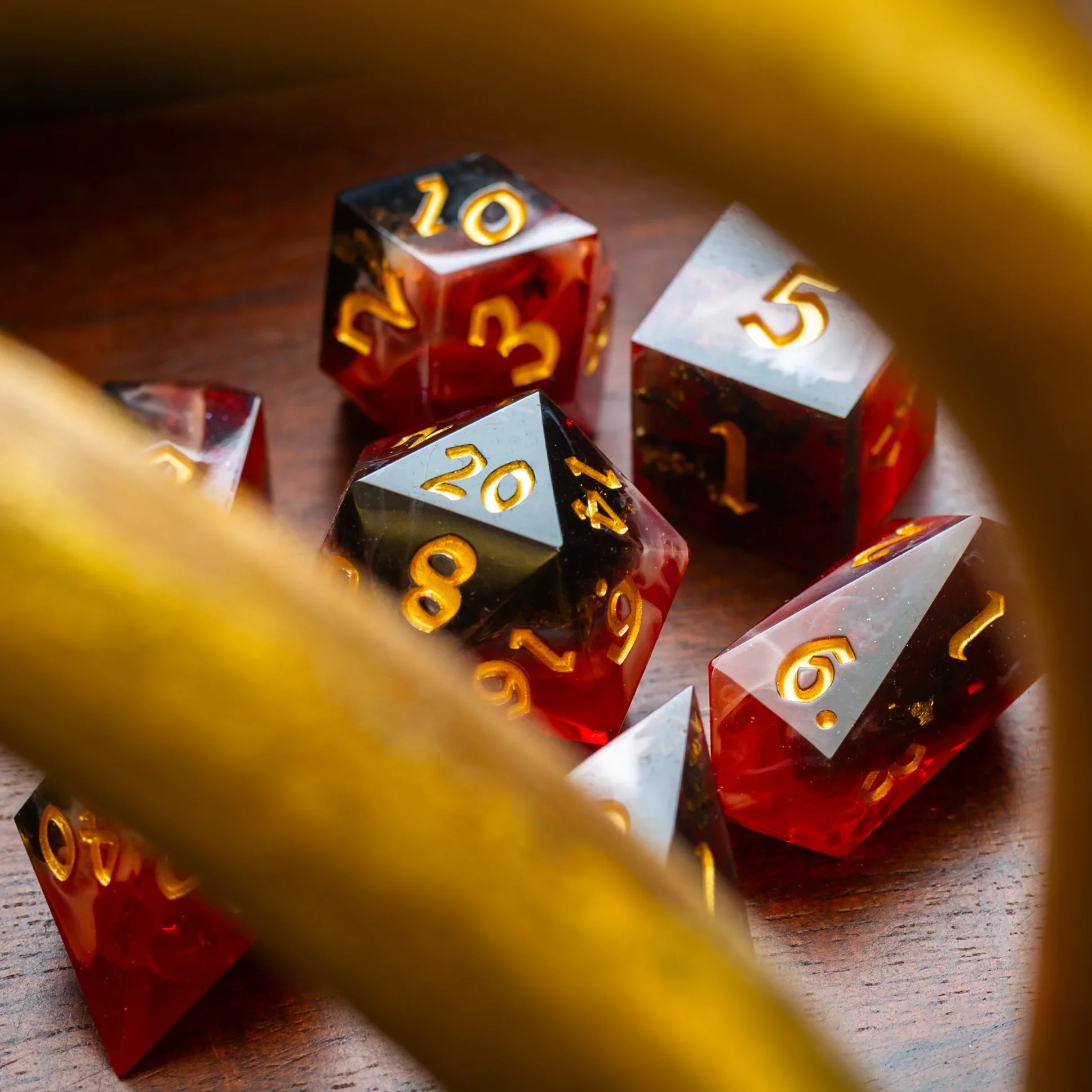 Emberflare Handmade Resin DND Dice Set