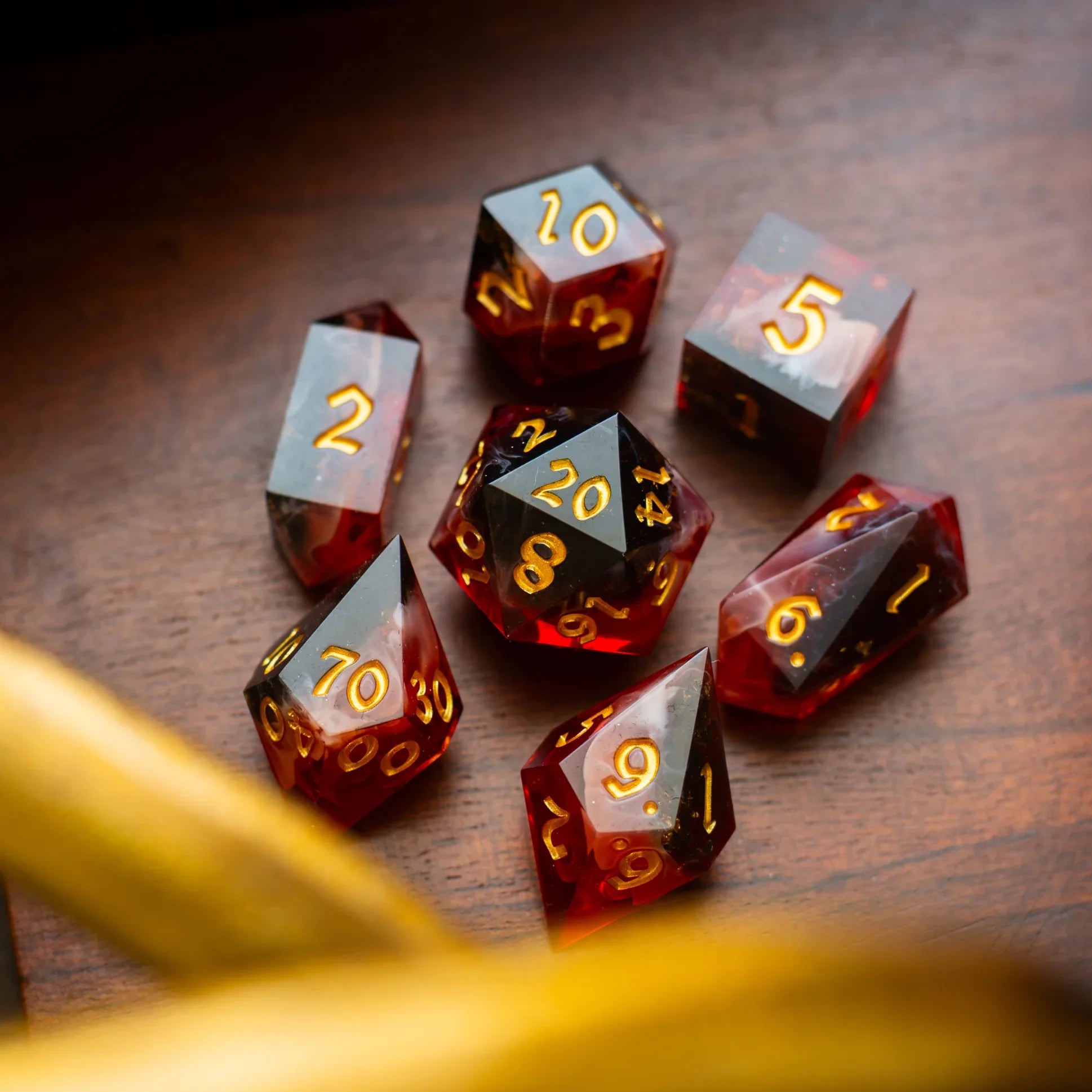 Emberflare Handmade Resin DND Dice Set