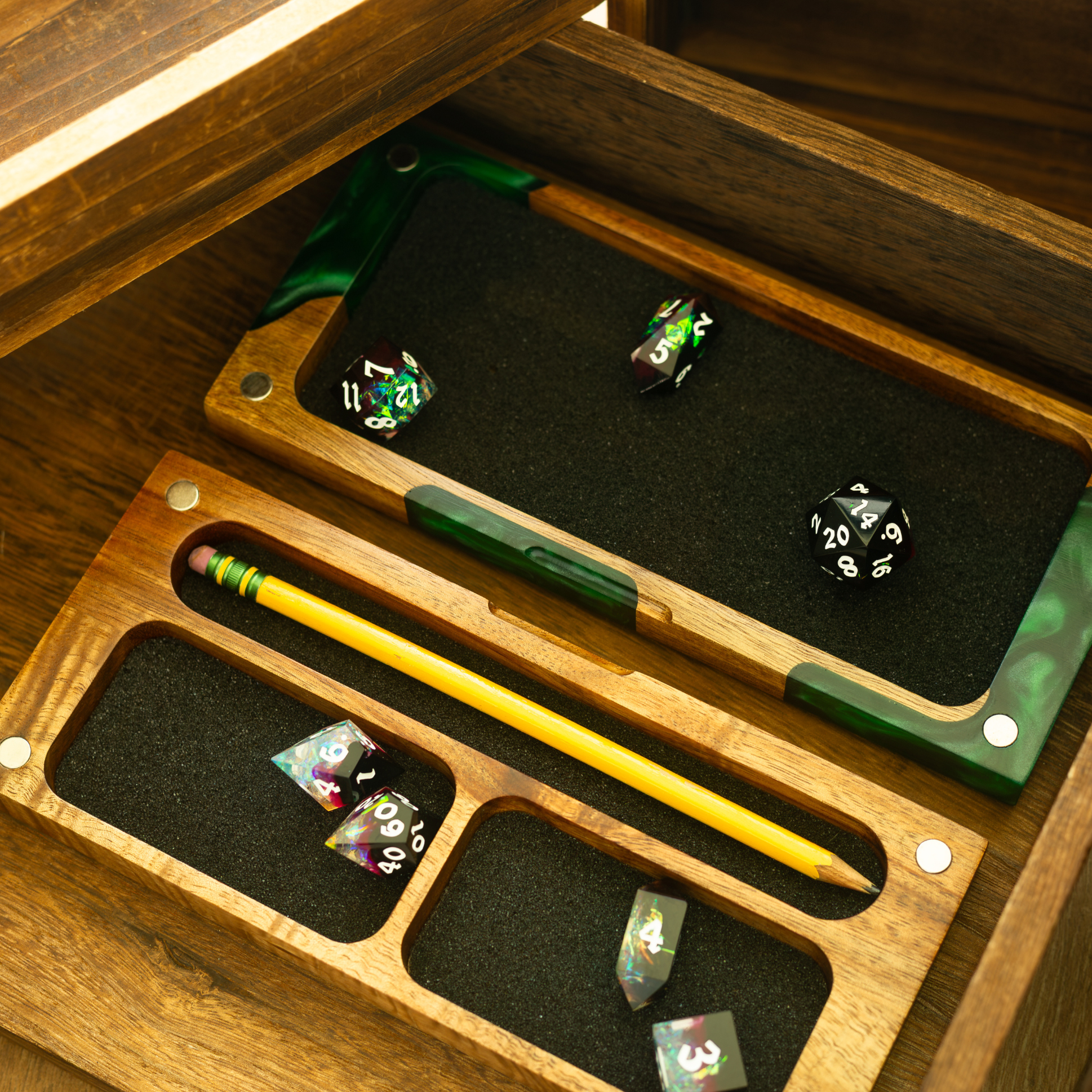 Emerald Grove Wooden Dice Storage Box