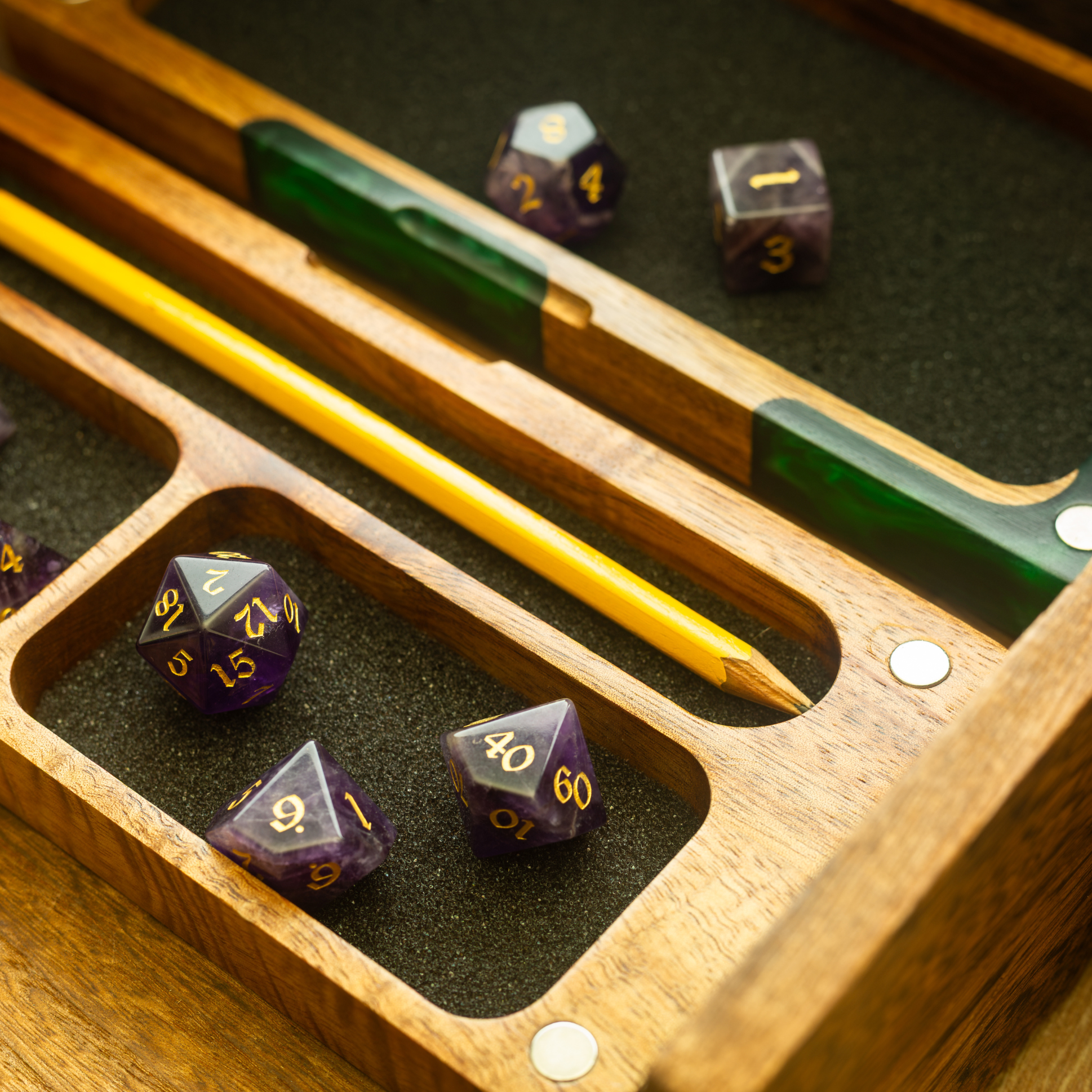 Emerald Grove Wooden Dice Storage Box