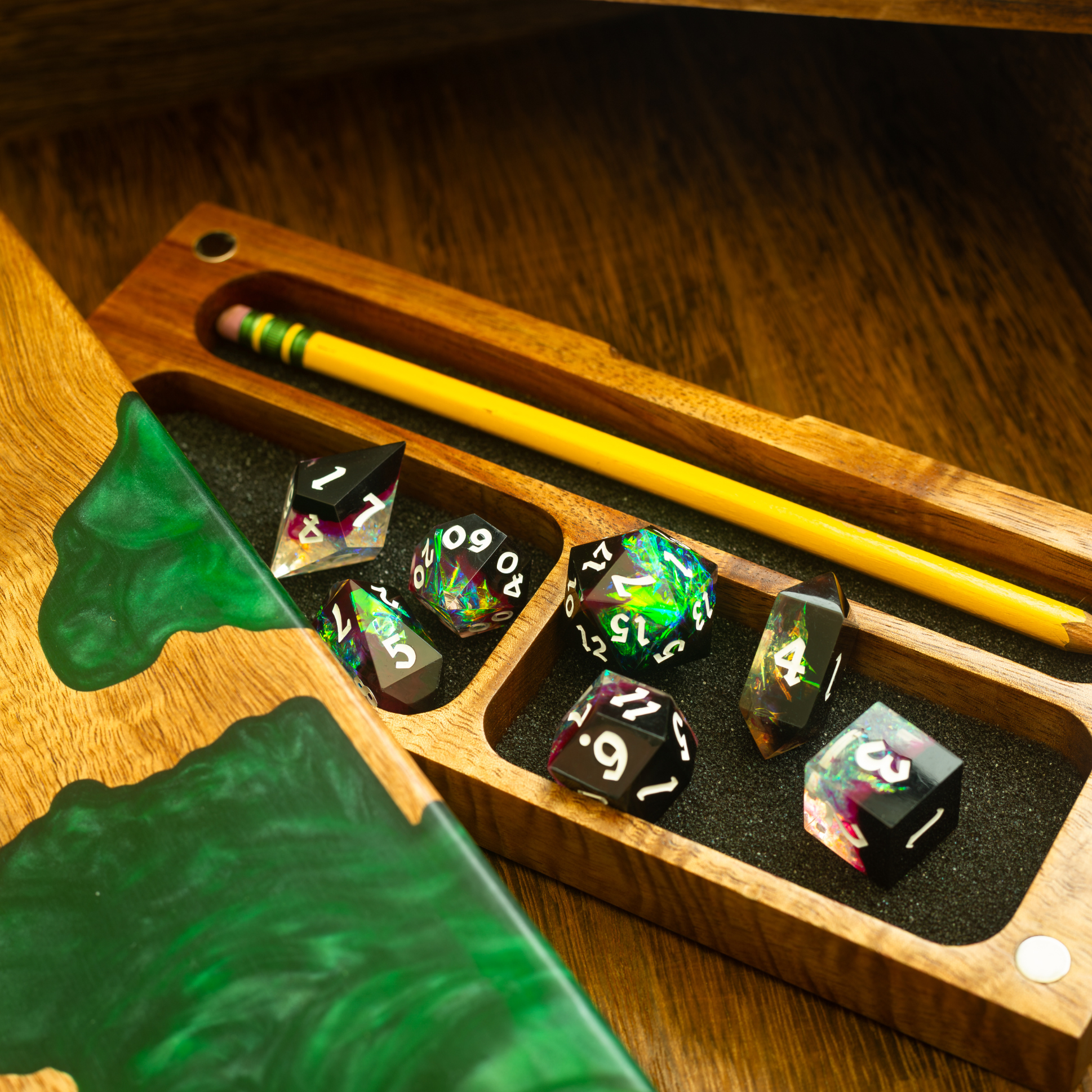 Emerald Grove Wooden Dice Storage Box