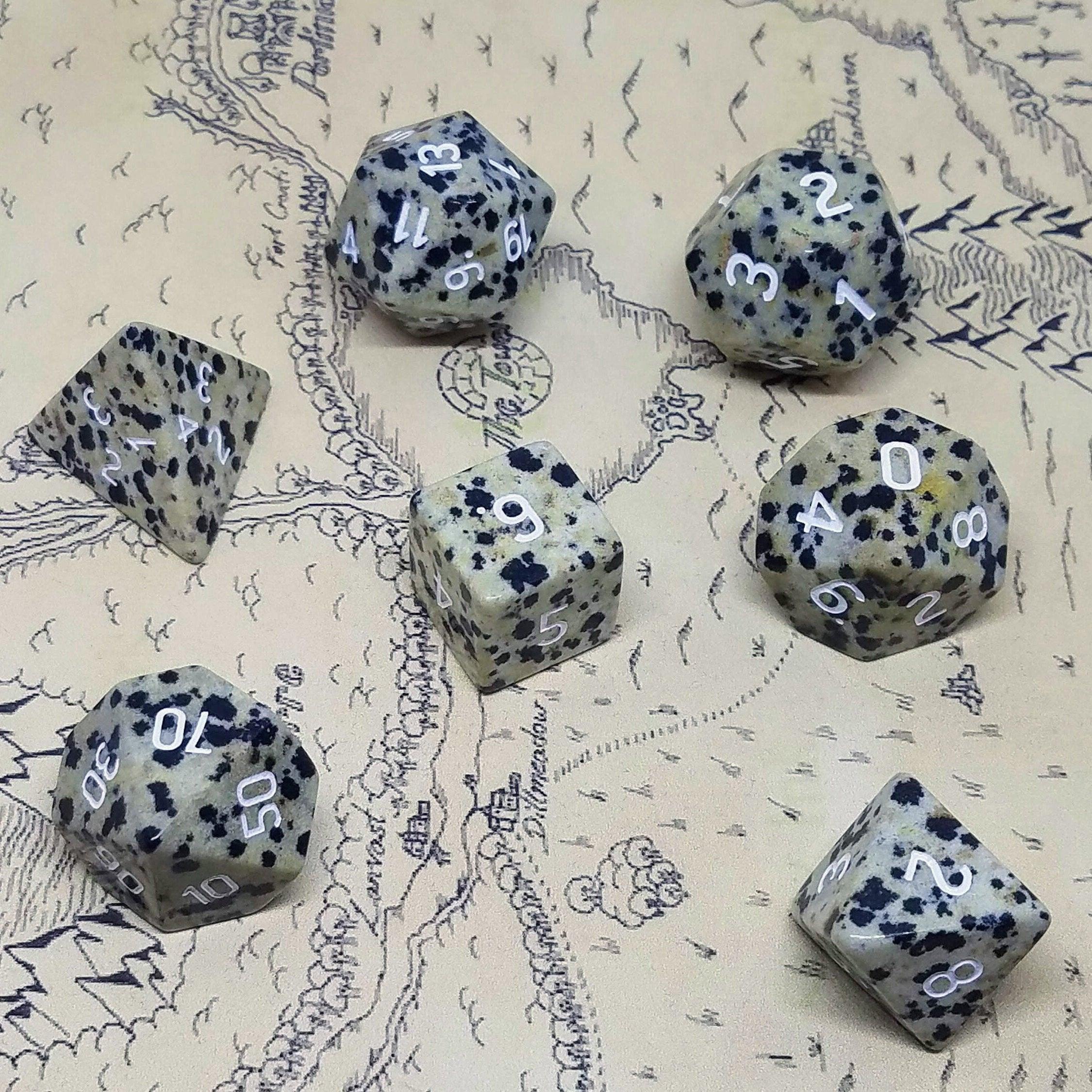 Gemstone Spotted Stone Hand Carved DND Dice Set