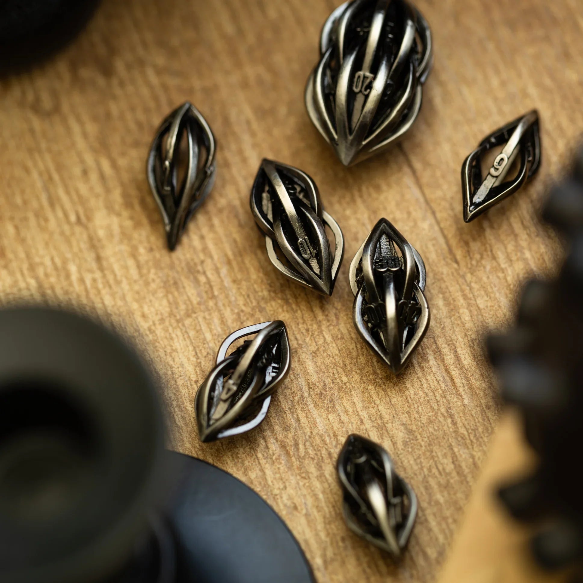 Gothic Thorn Hollow Metal DND Dice Set