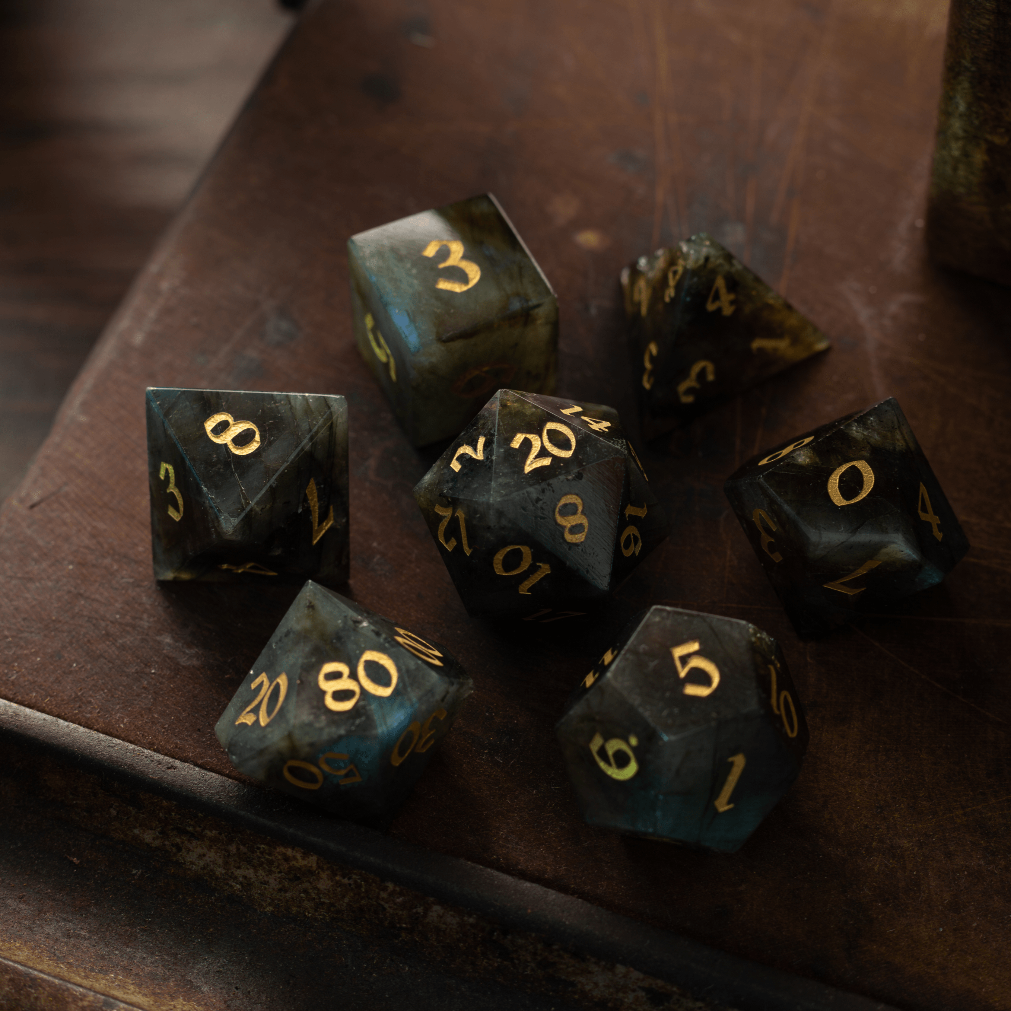 Labradorite Gemstone DND Dice Set