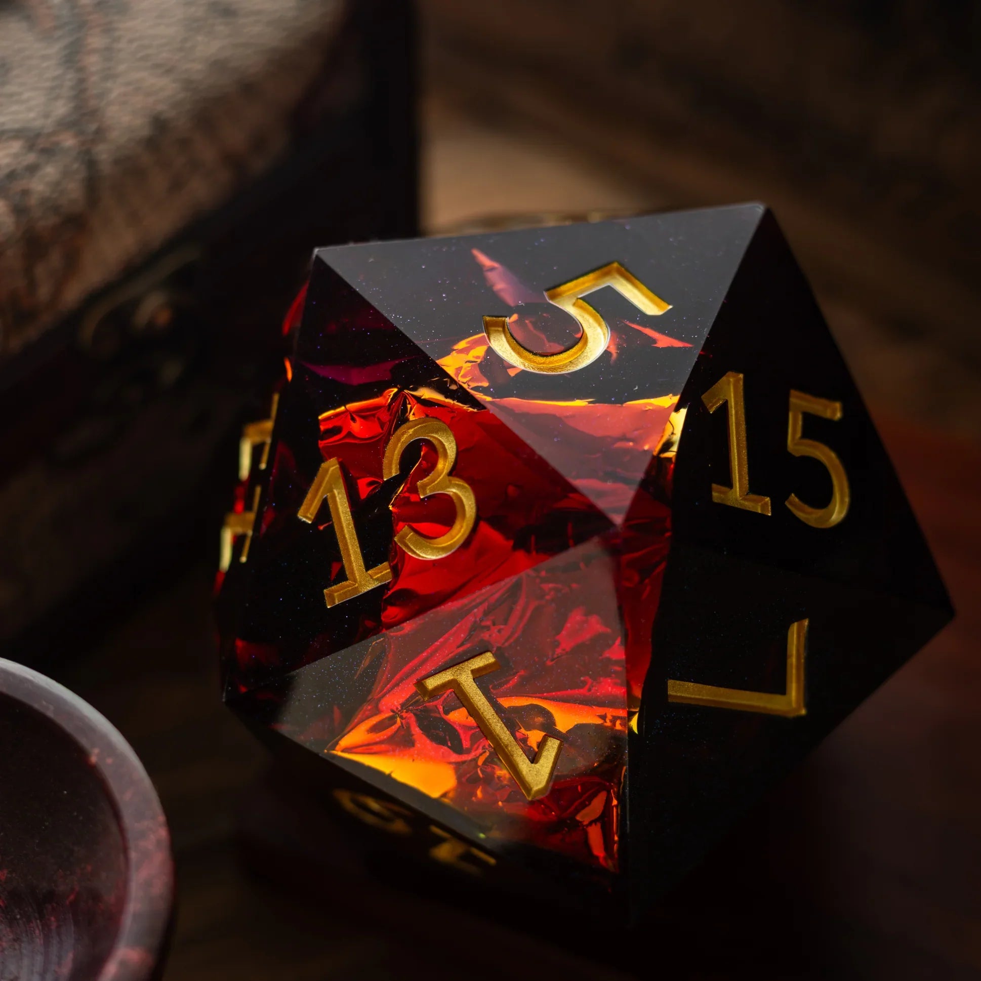 Massive Red Ember 95MM Chonk Handmade Resin Dice And Box