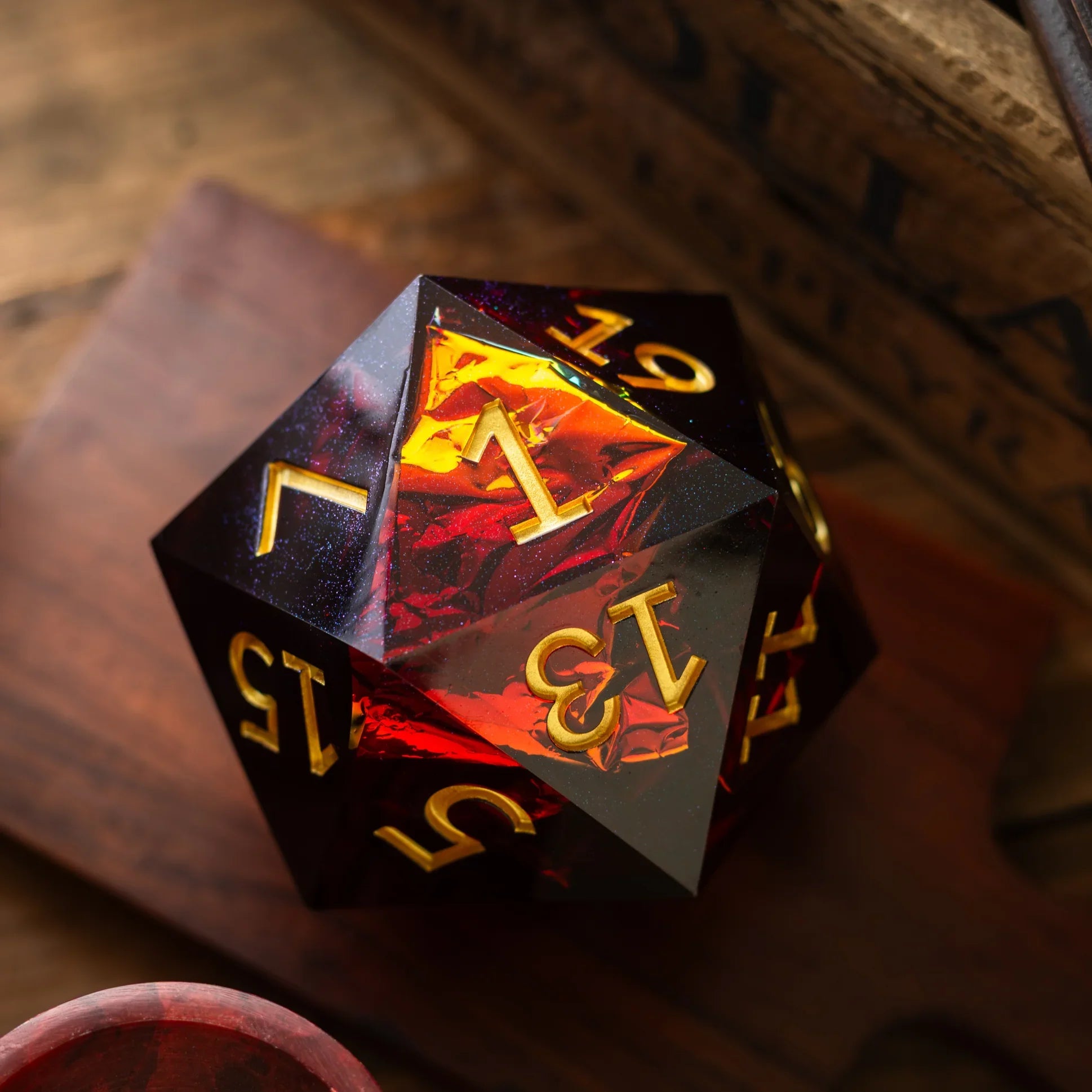 Massive Red Ember 95MM Chonk Handmade Resin Dice And Box