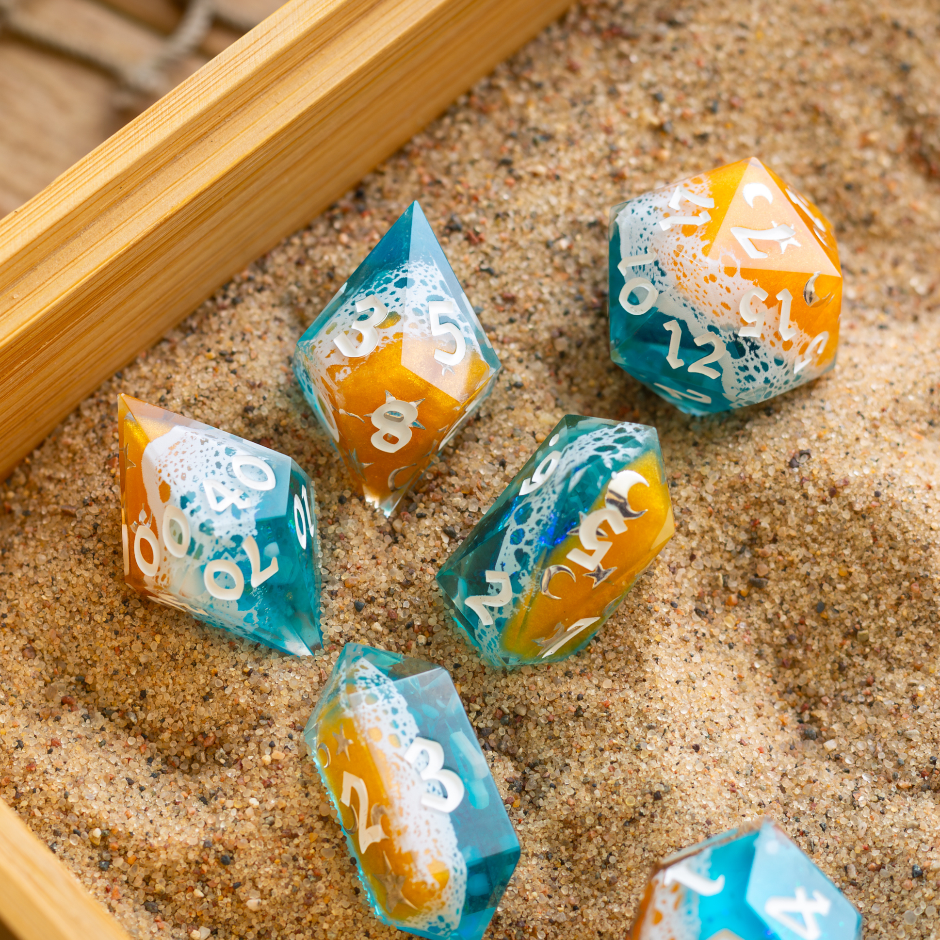 Ocean Sunset Handmade Resin DND Dice Set