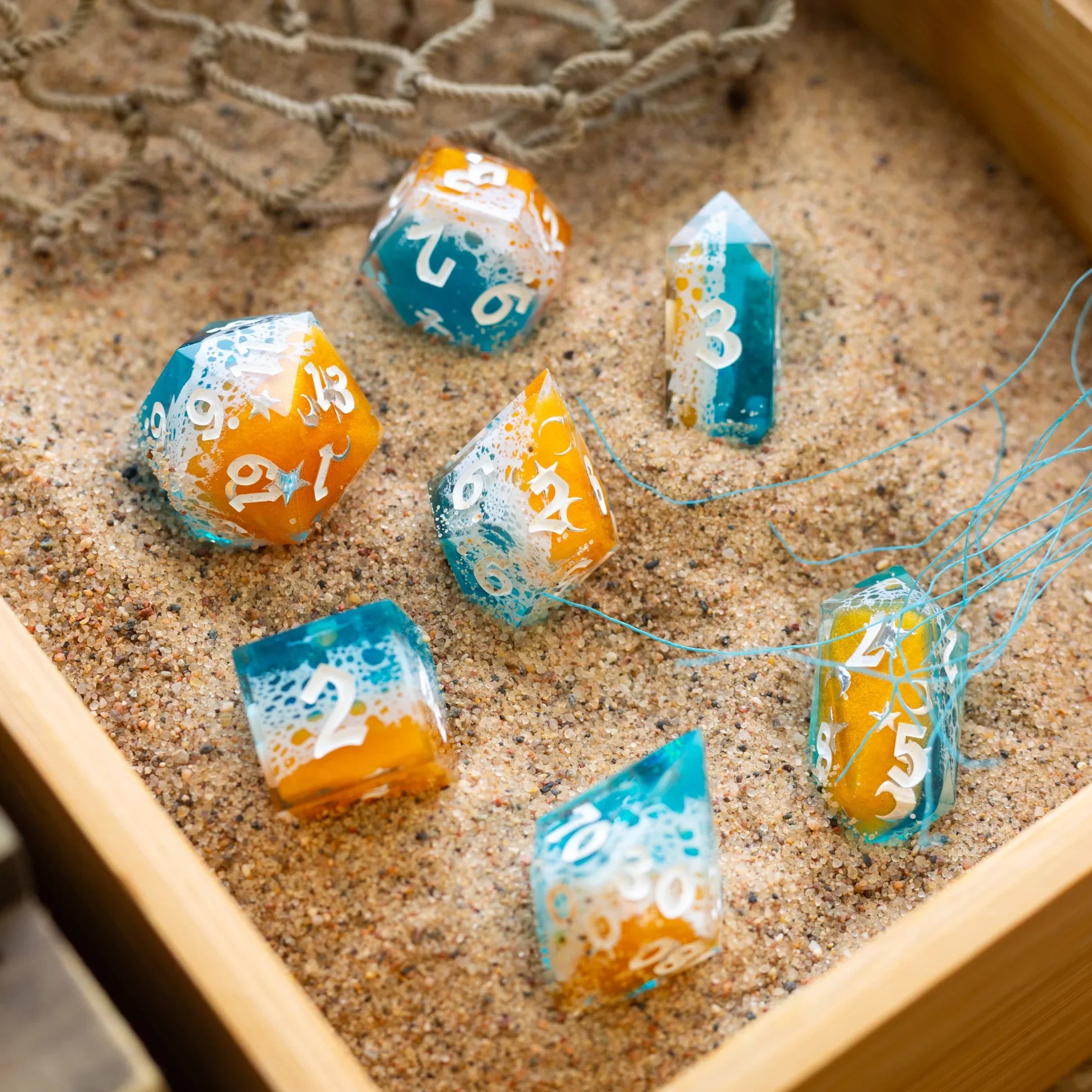 Ocean Sunset Handmade Resin DND Dice Set