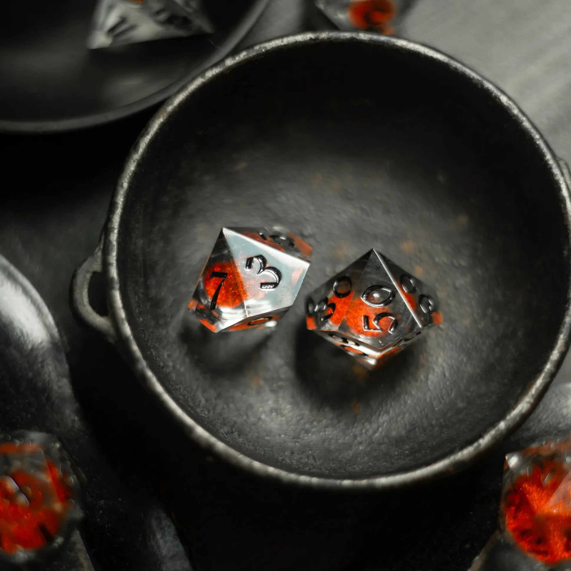 Orange Liquid Core Resin DND Dice Set