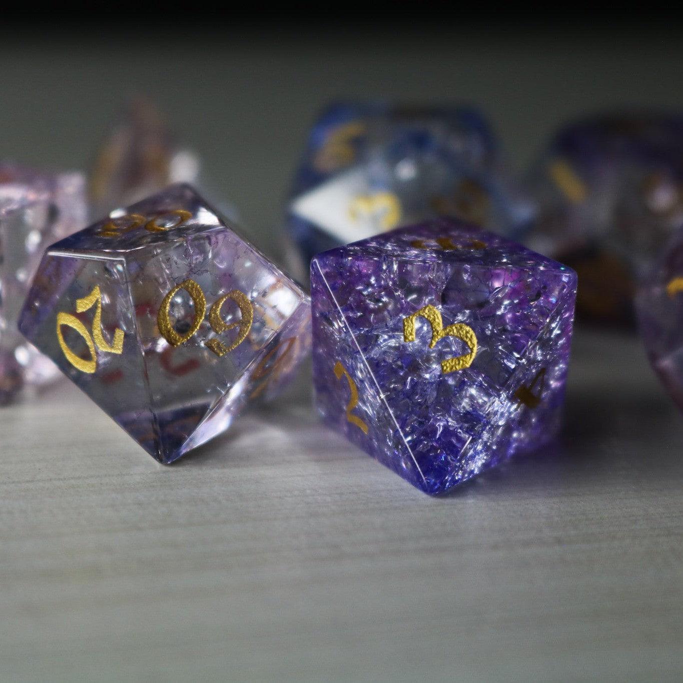 Purple Cloud Forge Fire Glass DND Dice Set