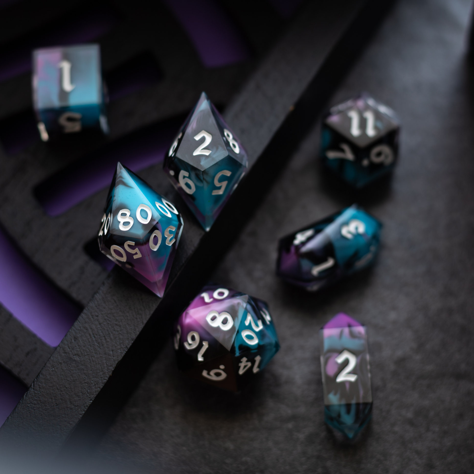 Dark Dream Handmade Resin DND Dice Set