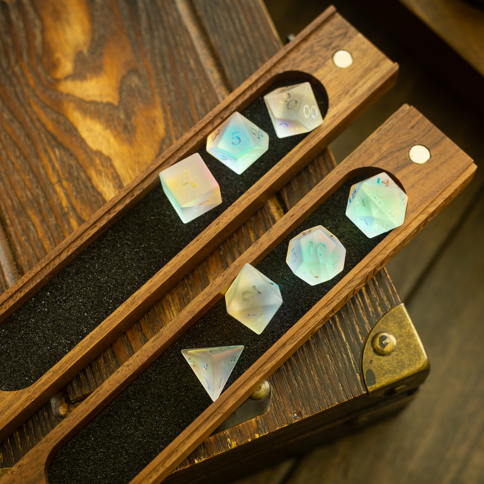 Black Walnut Wood Magnetic Dice Storage Box