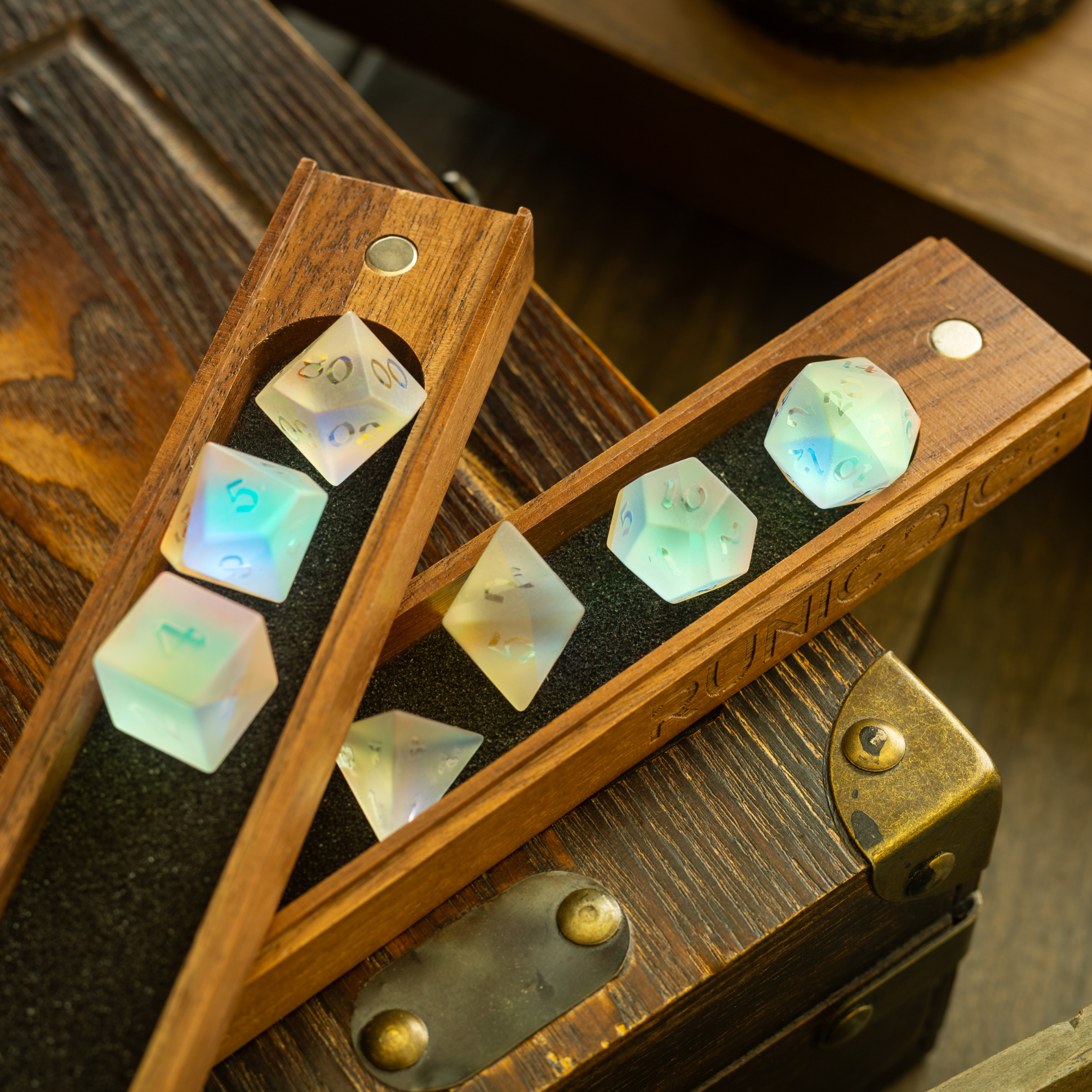 Black Walnut Wood Magnetic Dice Storage Box
