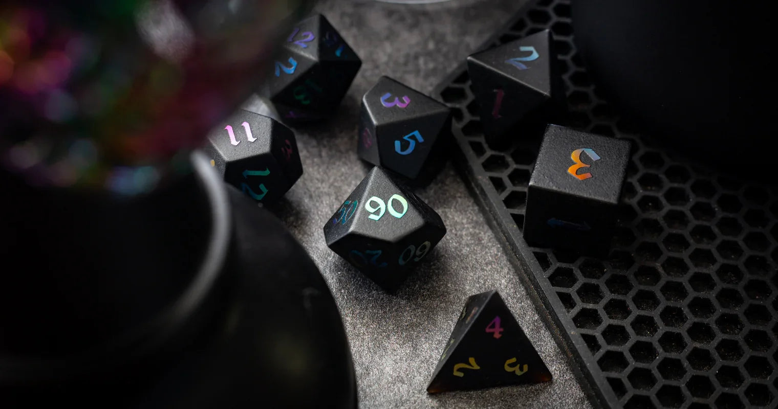 Inked Obsidian DND Dice - Inked Obsidian DND Dice for Bold Rolls and Dark Aesthetic