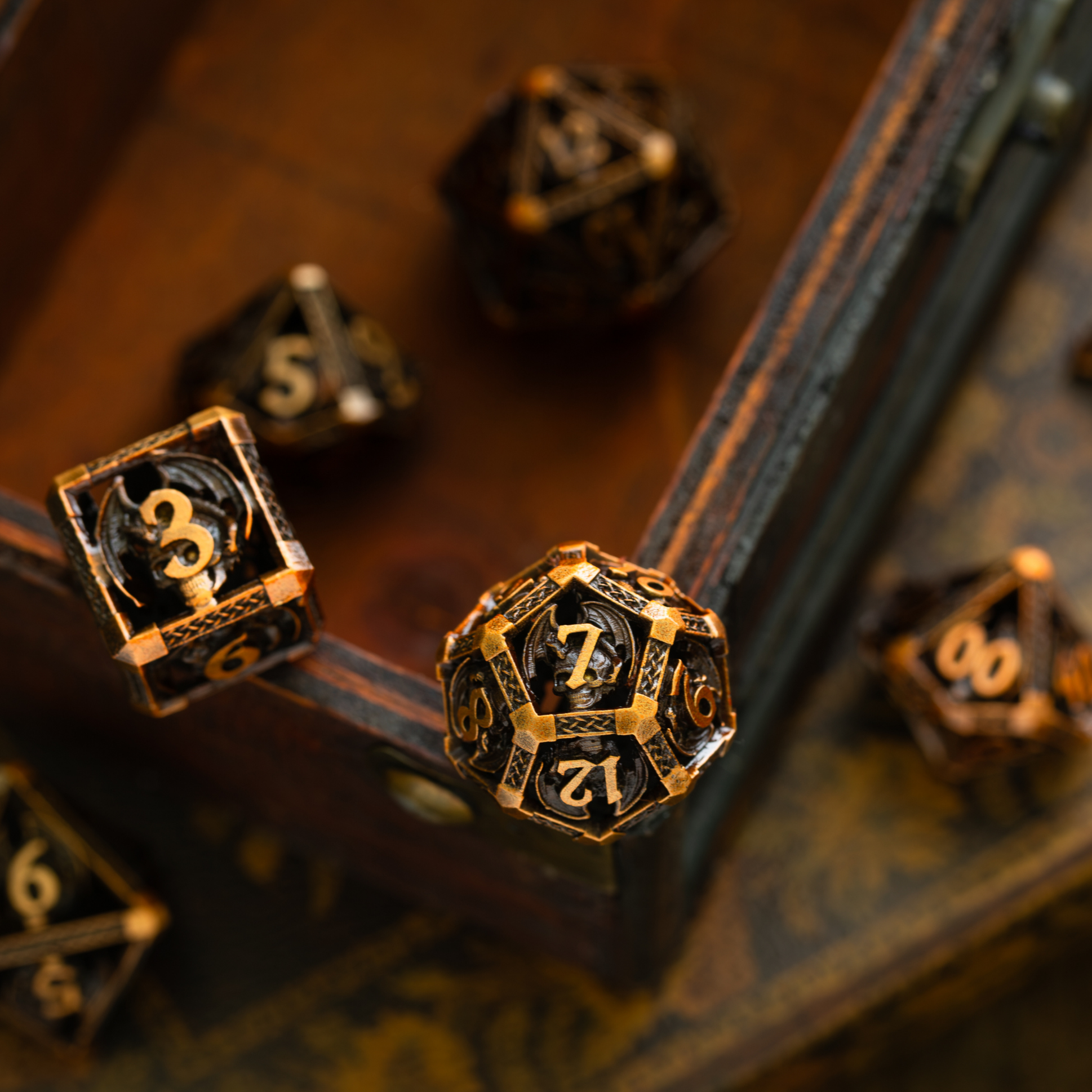 Ancient Dragon Bronze Metal DND Dice Set