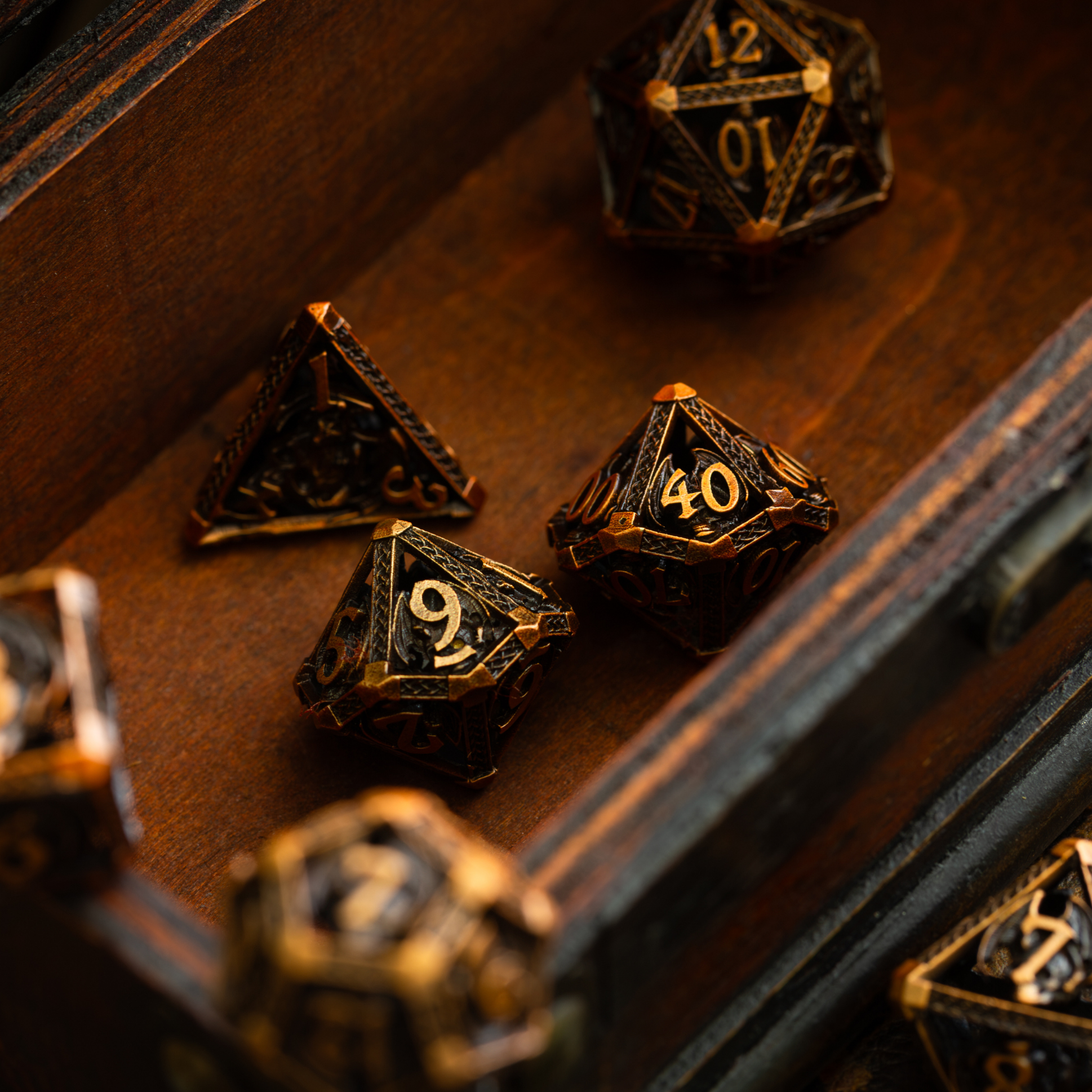 Ancient Dragon Bronze Metal DND Dice Set