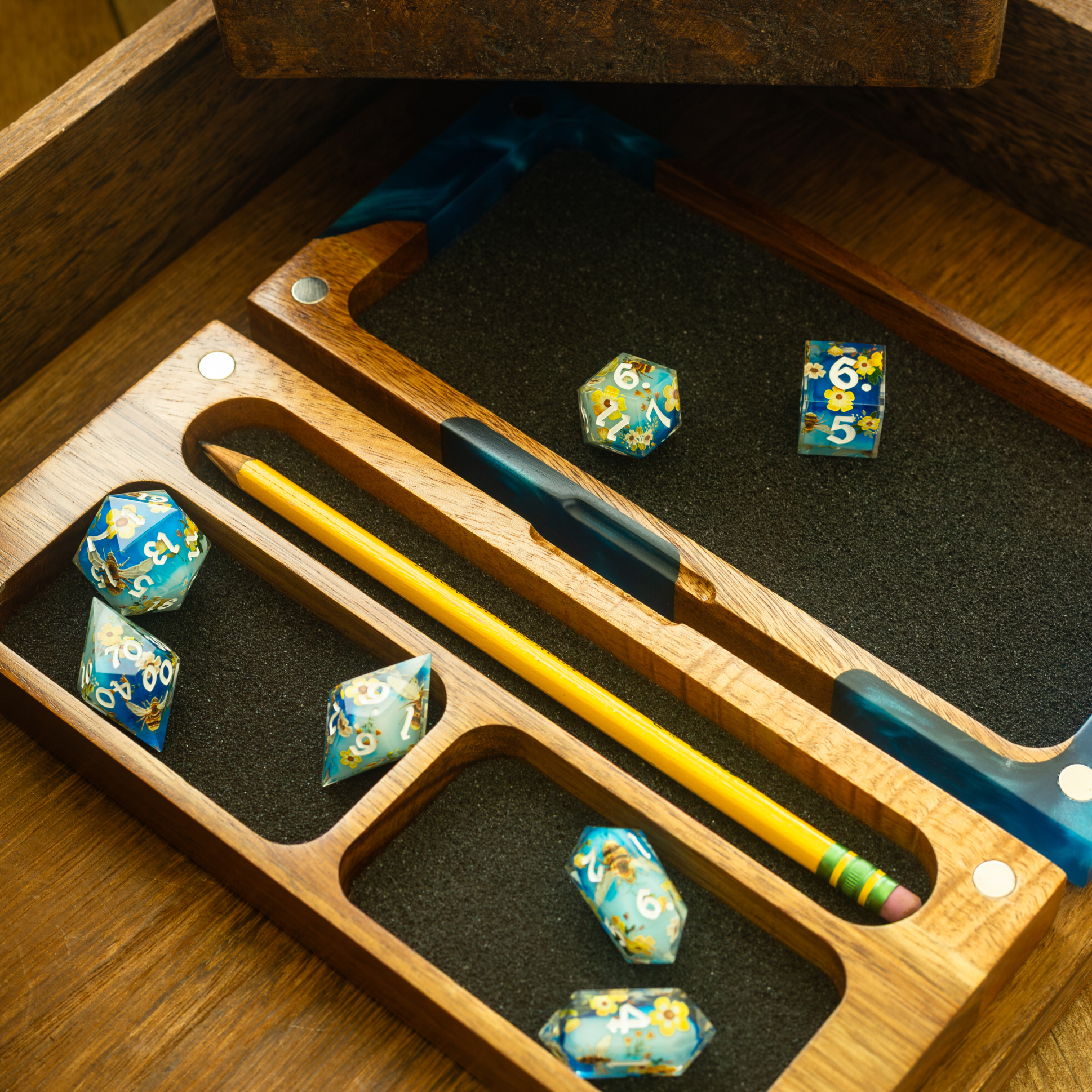 Azure River DnD Wooden Dice Storage Box