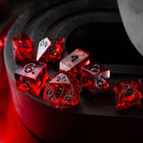 Blood Red Glitter Liquid Core Handmade Resin DND Dice Set