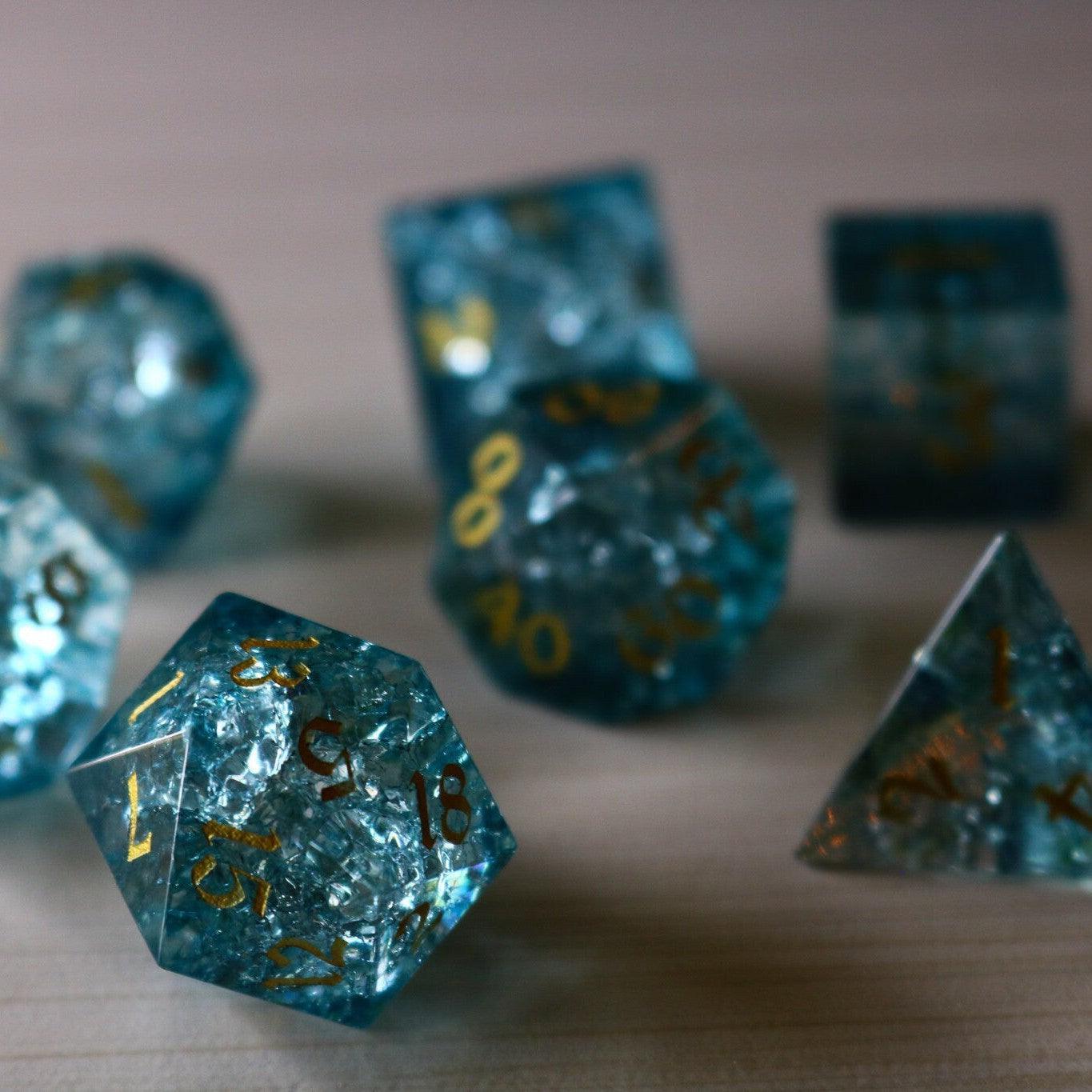 Blue Ocean Forge Fire Glass DND Dice Set