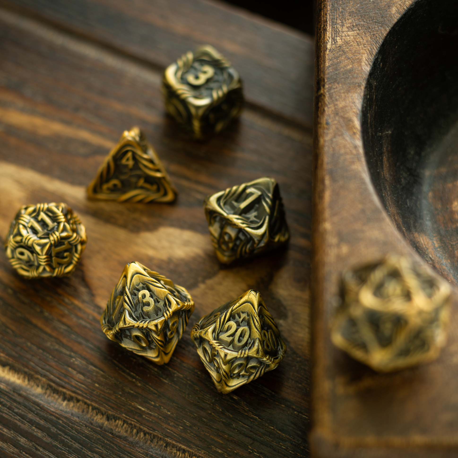 Briarbound Bronze Hollow Metal DND Dice Set