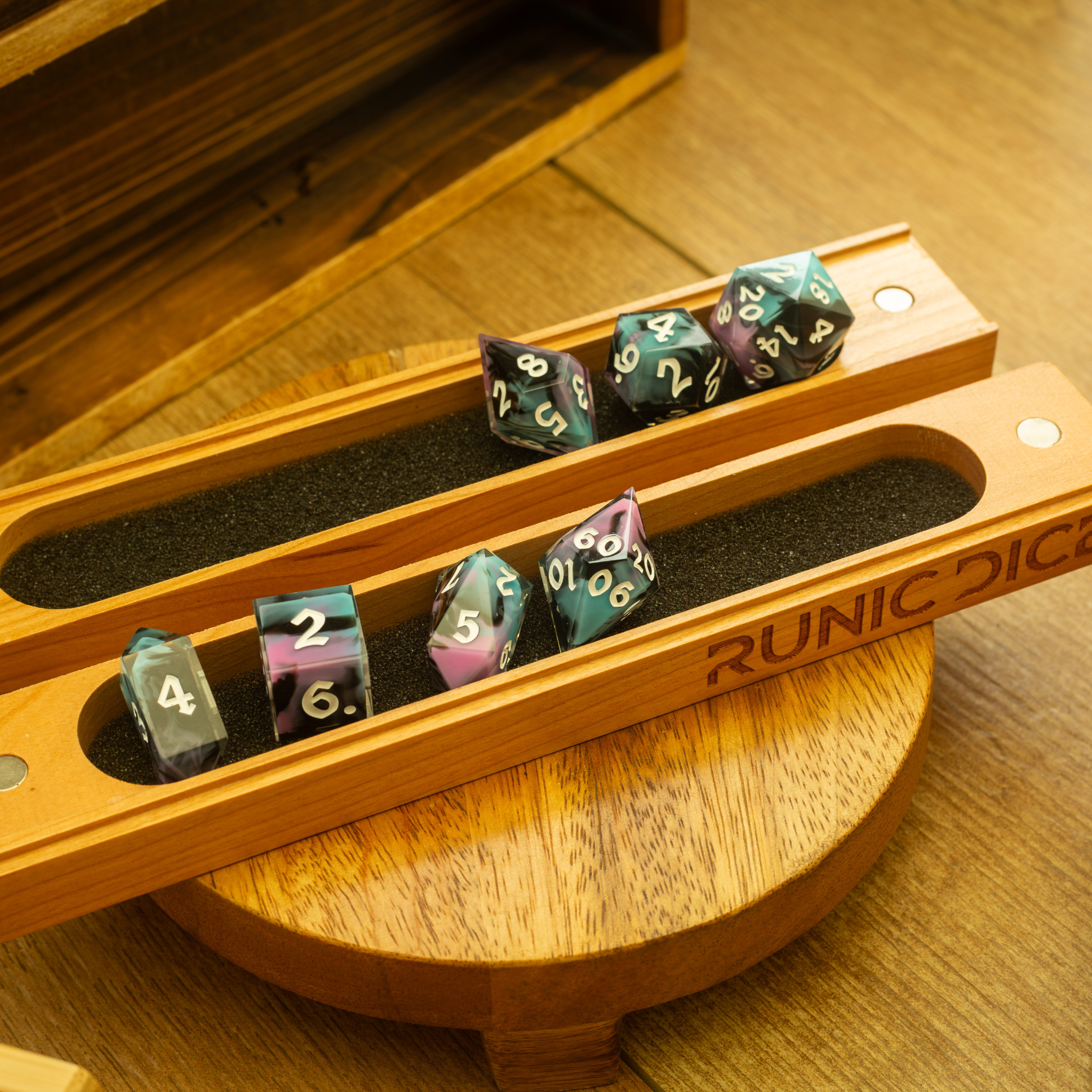 Cherry Wood DnD Dice Storage Box