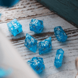 Christmas Blue Snowflake Handmade Resin DND Dice Set