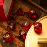 Dwarf Cut Red Gemstone Glass Premium DND Dice Set