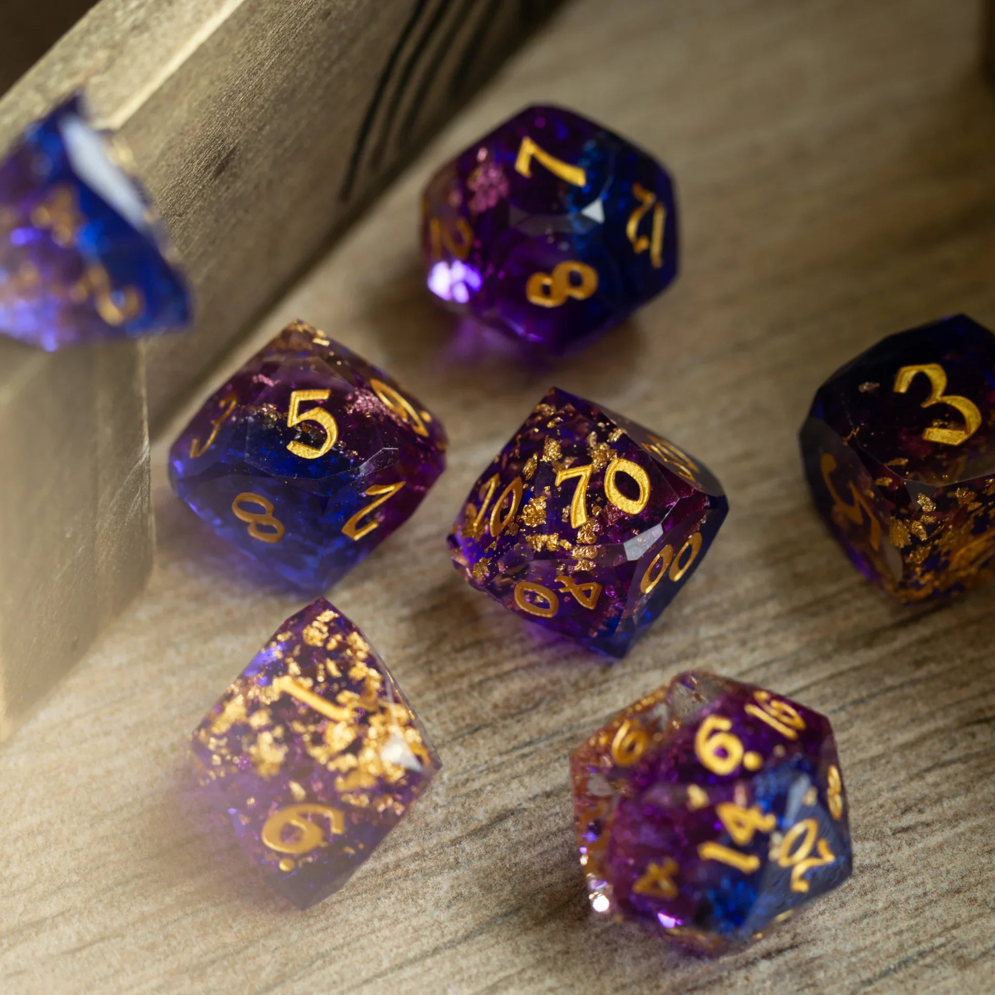 Dwarf Cut Arcane Nebula Handmade Resin DND Dice Set