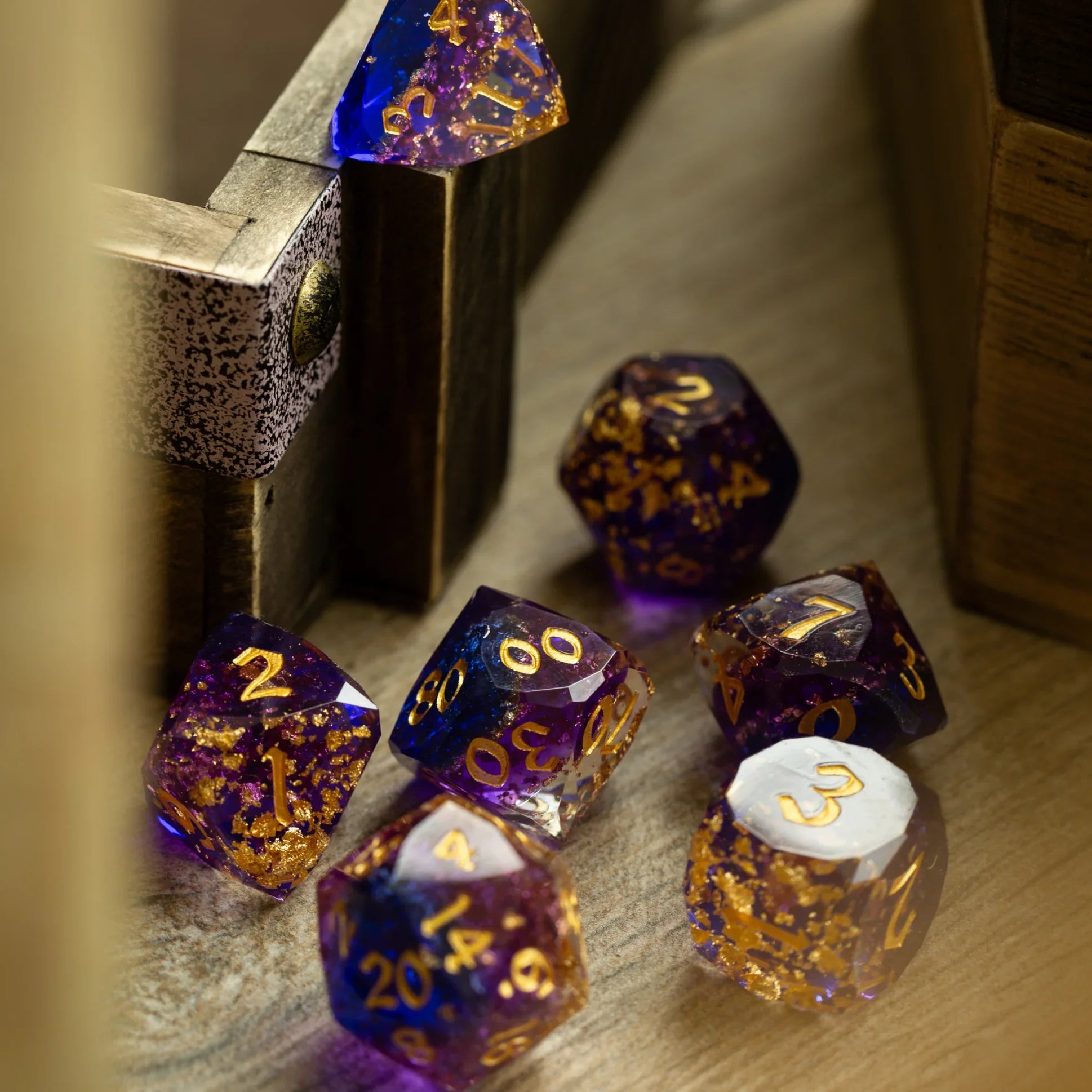 Dwarf Cut Arcane Nebula Handmade Resin DND Dice Set
