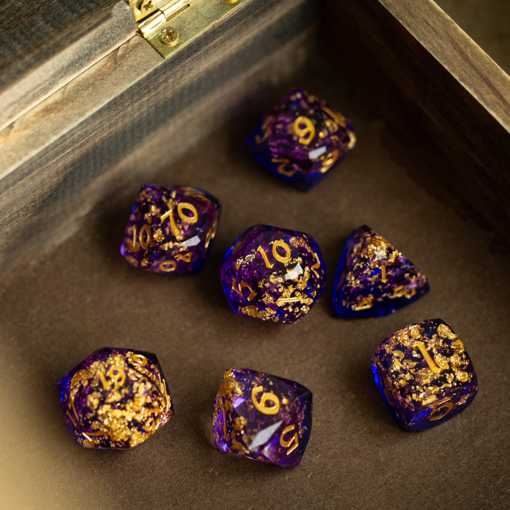 Dwarf Cut Arcane Nebula Handmade Resin DND Dice Set