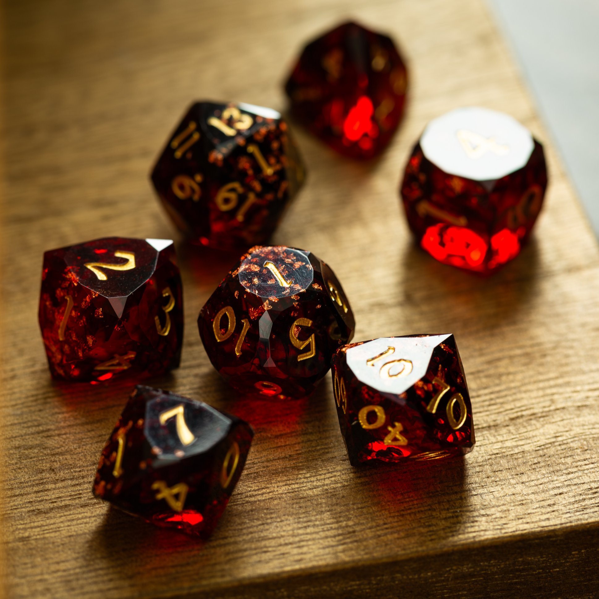 Dwarf Cut Dragonfire Handmade Resin DND Dice Set