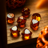 Dwarf Cut Gold Gemstone Glass Premium DND Dice Set