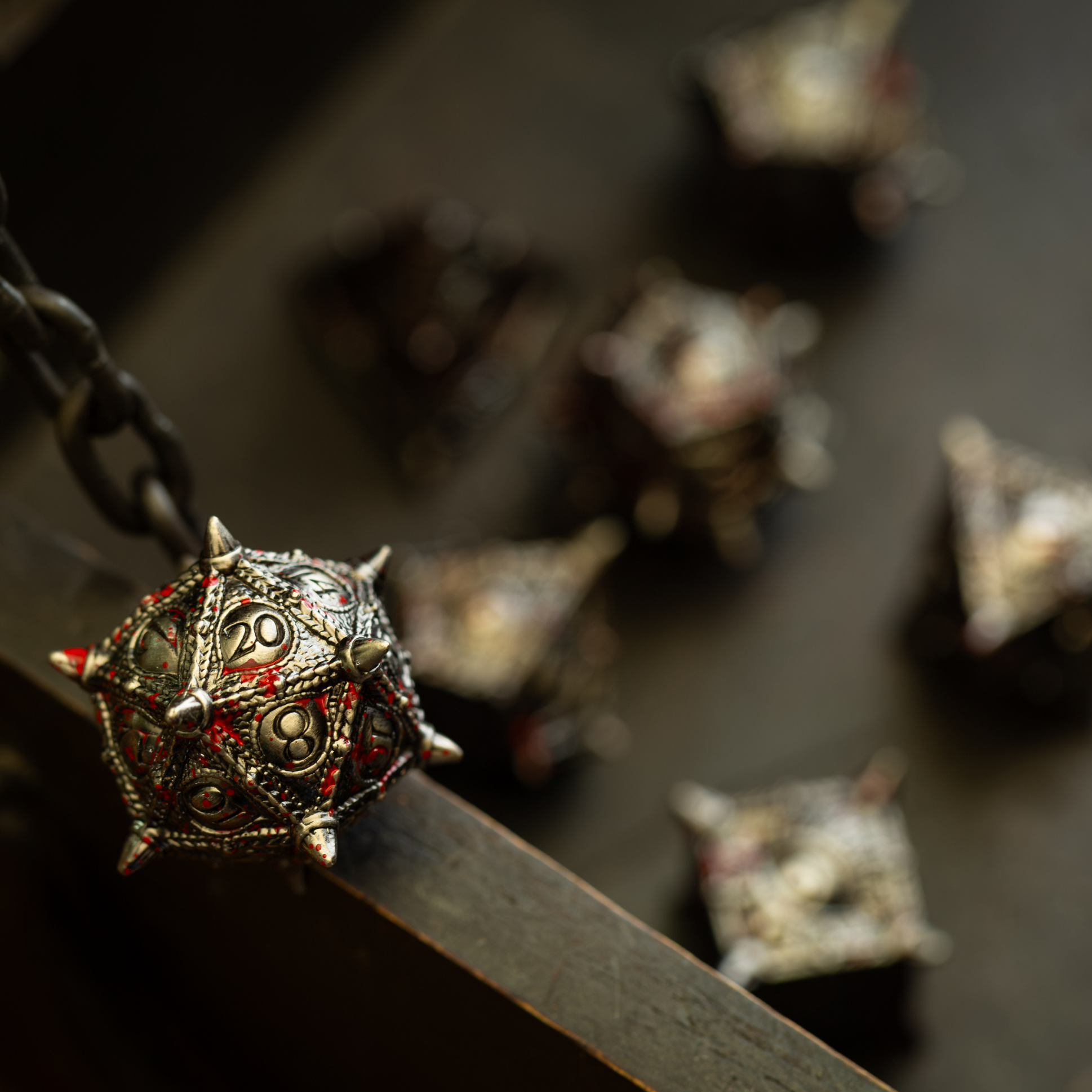 Everwatch Bloodstained Silver Metal DND Dice Set