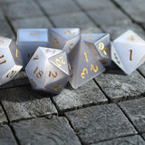 Gemstone Gray Cats Eye Stone DND Dice Set
