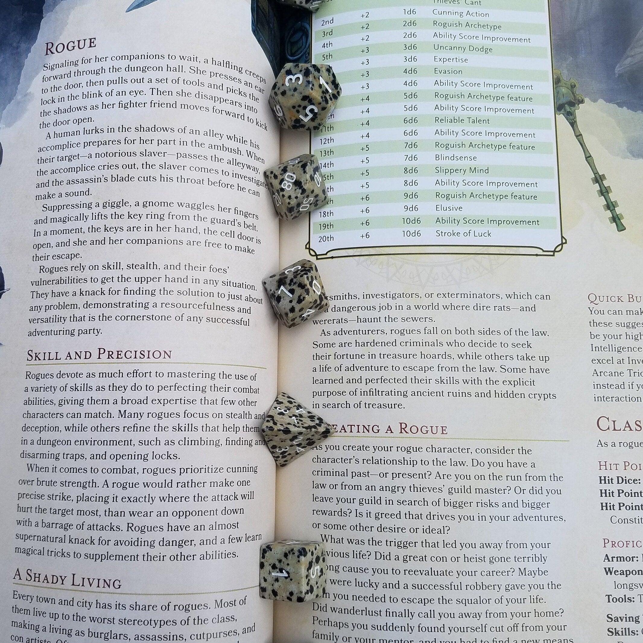 Gemstone Spotted Stone Hand Carved DND Dice Set