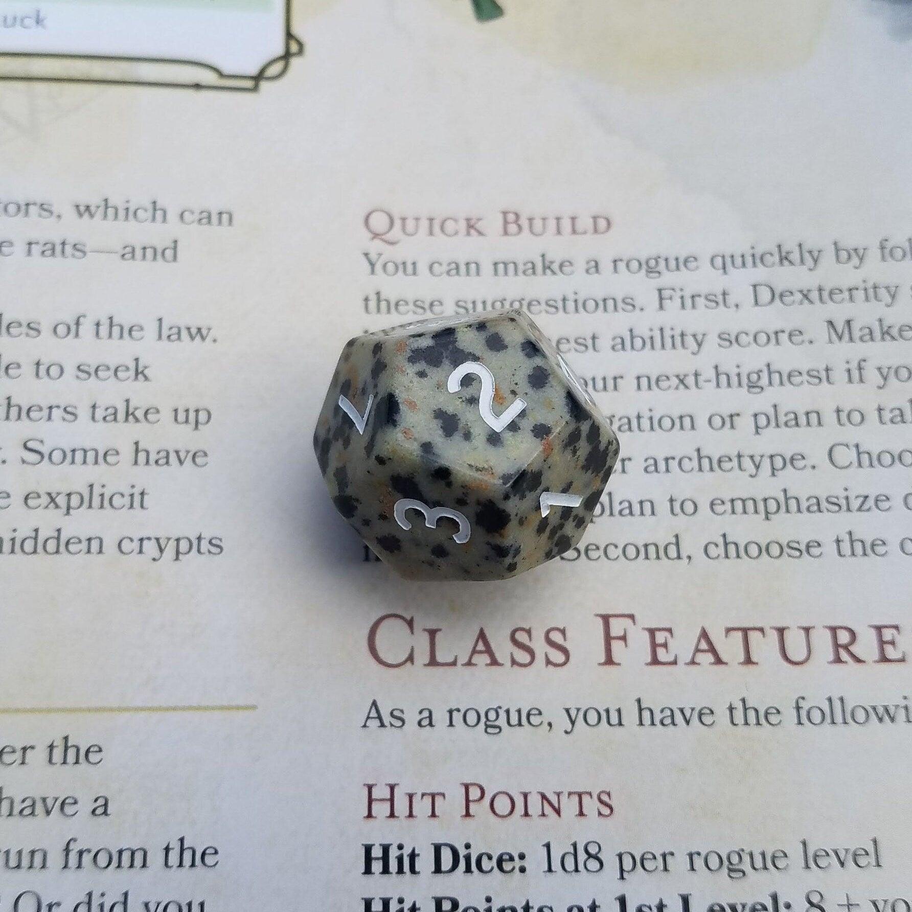 Gemstone Spotted Stone Hand Carved DND Dice Set