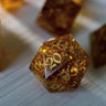 Gold Honey Lightning Cracked Glass DND Dice Set