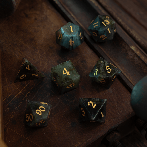 Labradorite Gemstone DND Dice Set