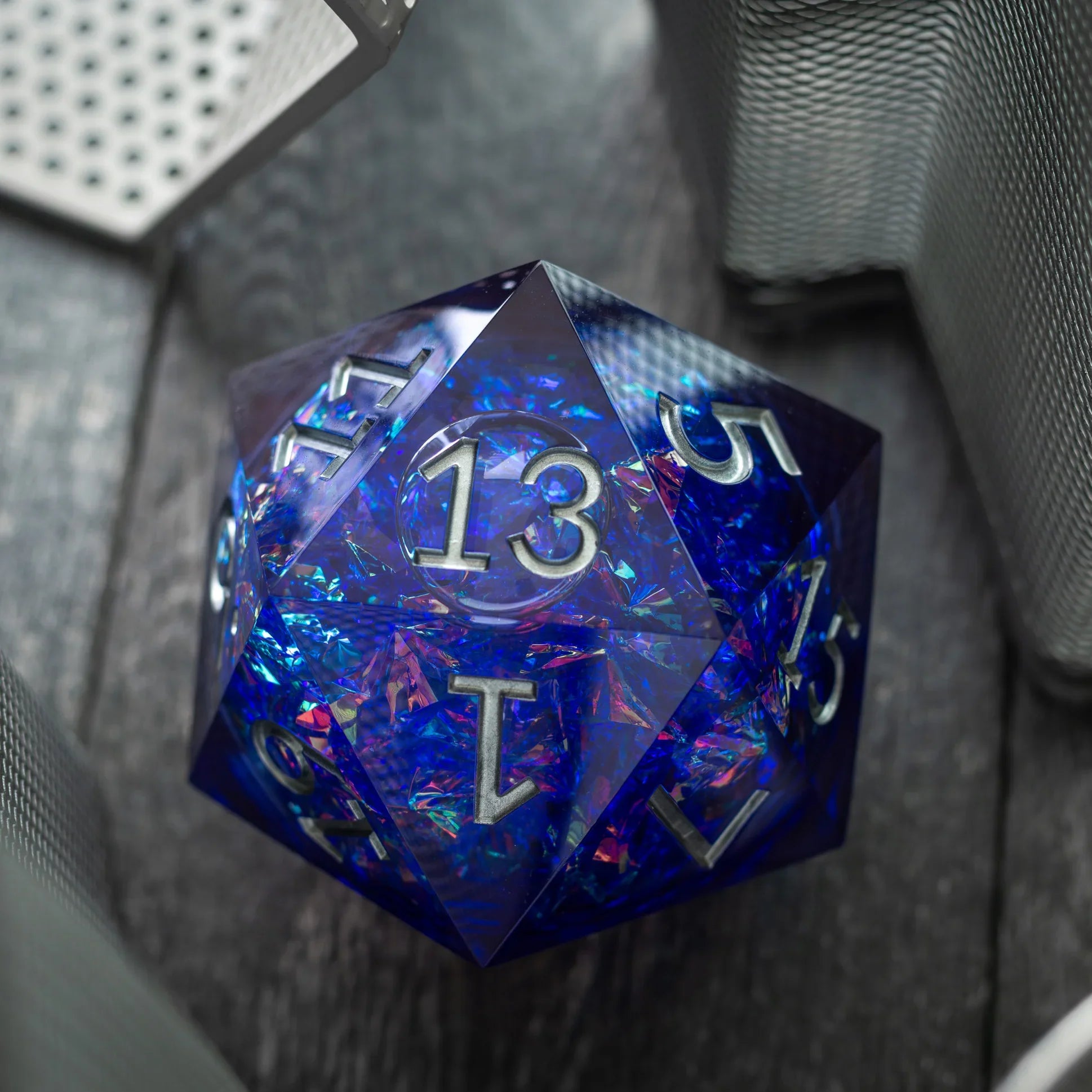 Massive Blue Liquid Core 95MM Chonk Handmade Resin D20 Dice with Box